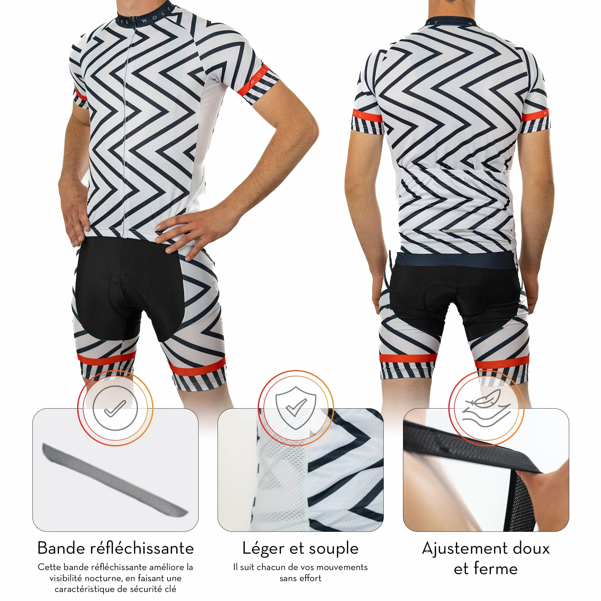 Tenue Cycliste Homme. avec Gel Pad 20D, bavette rembourrée, Tenue Velo Homme Cycliste, Tenue VTT Homme, Maillot Cyclisme Homme avec Cuissard Velo Homme Cycliste