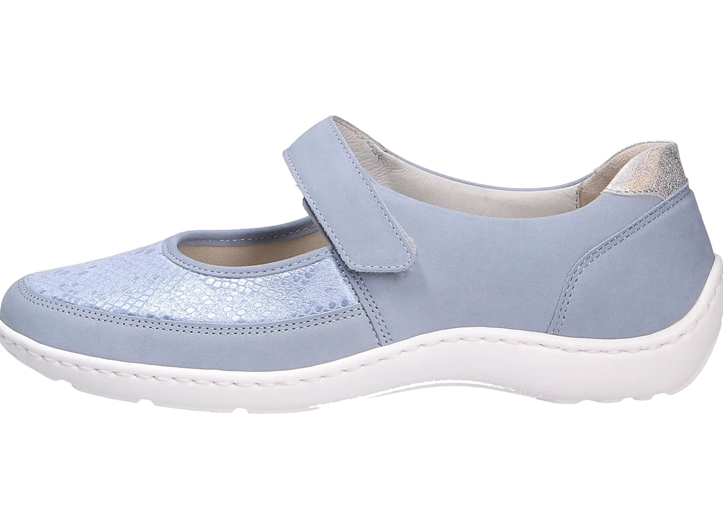 Waldläufer Henni-Soft Denver (cuir nubuck)/stretch crocus Sky Argento, largeur H 496H33-300-267 Bleu