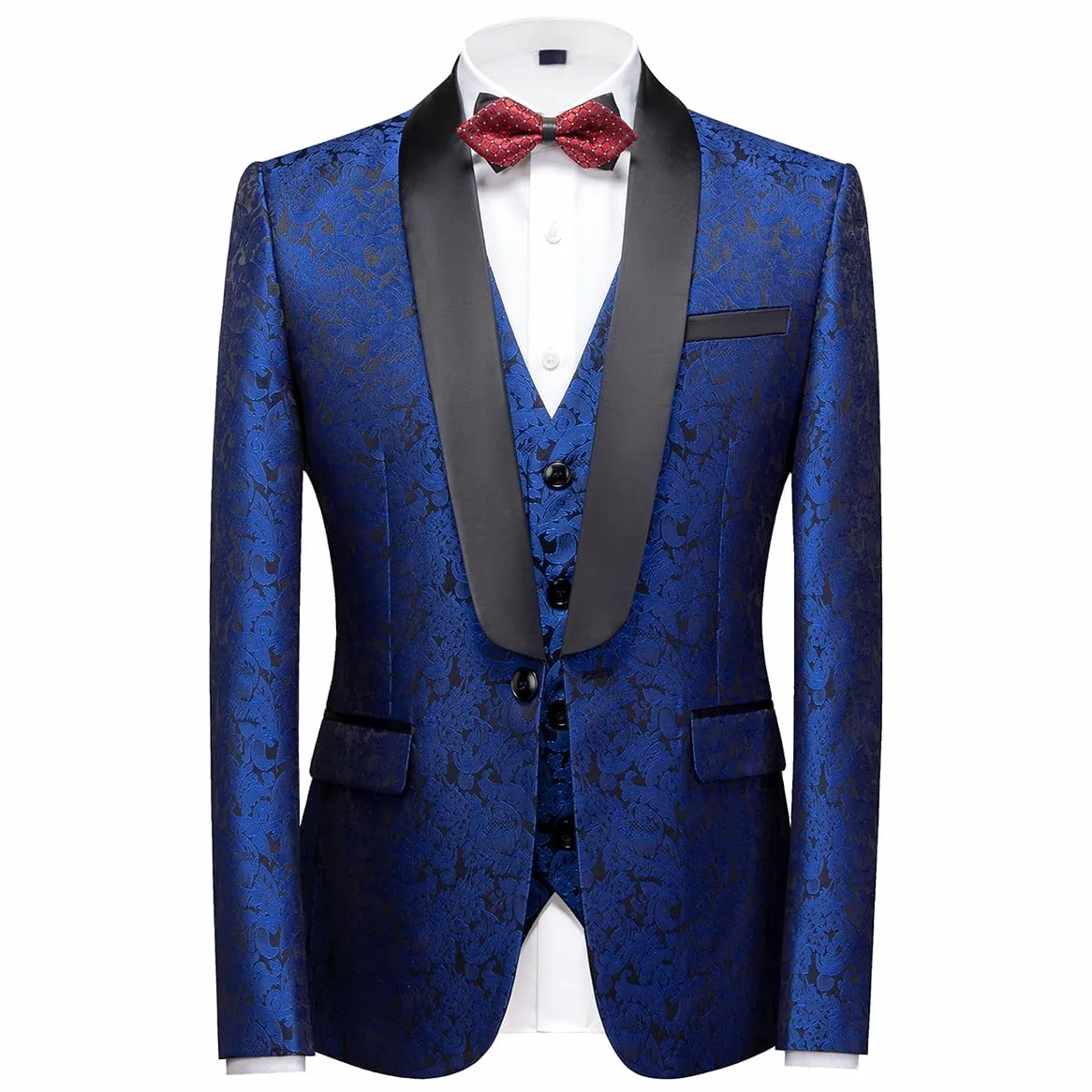 KUDORO Costume Homme 3 pièces Mariage Business Slim Fit Smoking Simple Poitrine à Un Bouton, Men Suits 3 Piece pour Fête Confort Elégant Blazer Veste et Pantalon Gilet