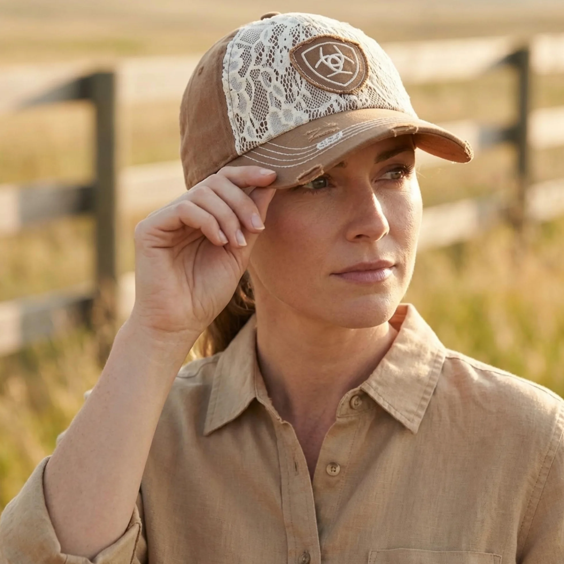 Ariat Accessories Women's Lace Logo Cap OS, Brown