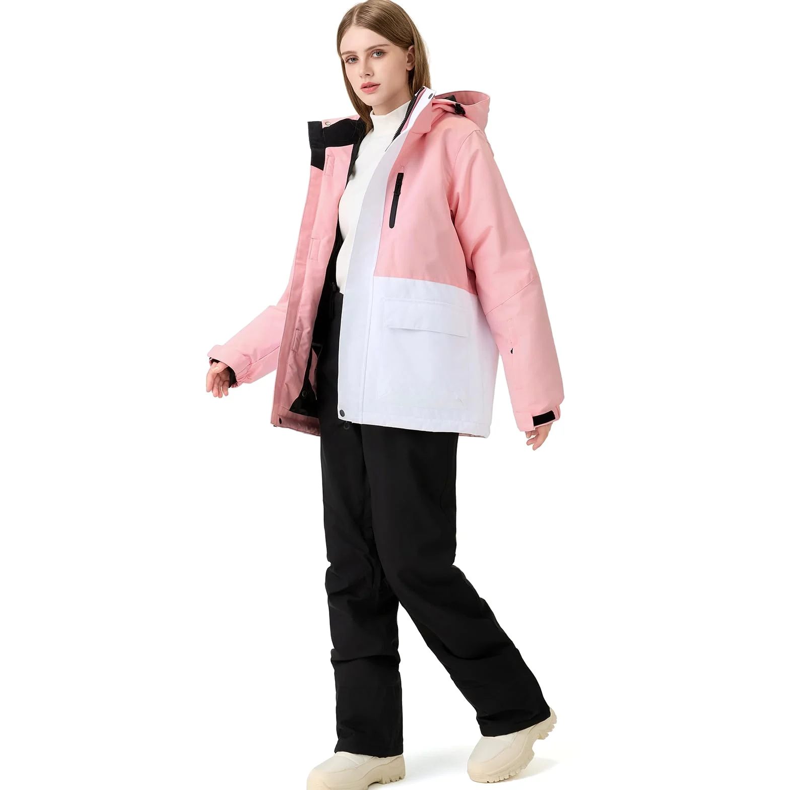 HOTIAN Ensemble veste et pantalon de ski pour femme - 2 pièces - Imperméable - Coupe-vent - Hiver - Chaud - Ski - Neige - Ensemble snowboard