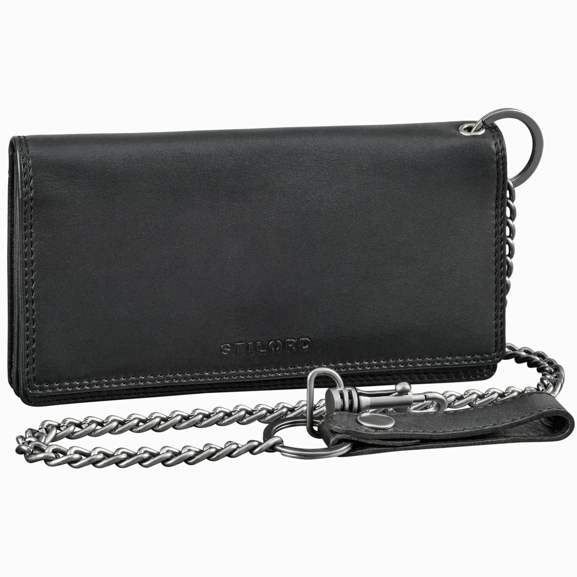 STILORD Leonidas Porte-Monnaie Cuir Homme avec chaîne Portefeuille RFID Portemonnaie en Cuir véritable Vintage Wallet Portmonee Hommes Porte Carte Couleur:Noir