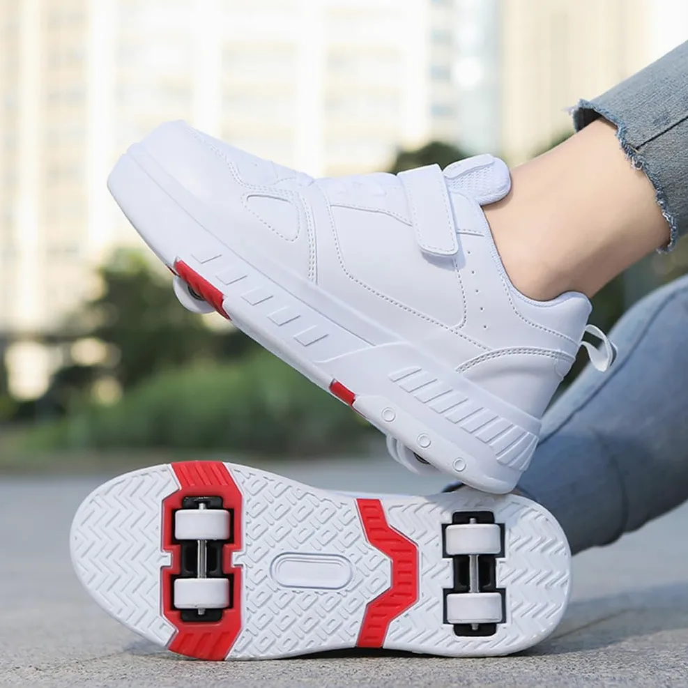Chaussures de Skateboard 2 en 1 Fille Garçon Patins à Roulettes Sneakers Sport Outdoor