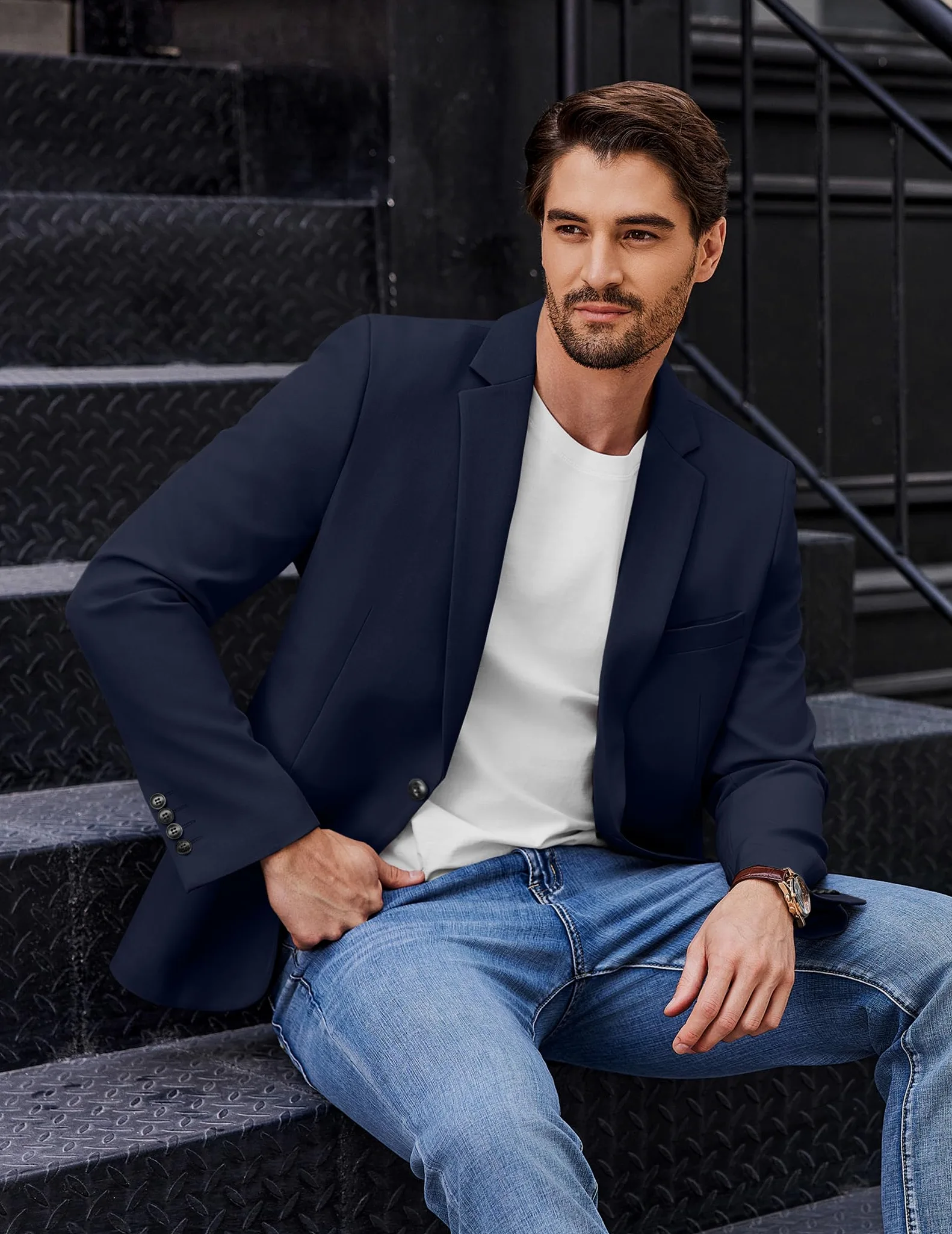 COOFANDY Blazer pour Homme Sportif Décontracté Veste De Costume à 1 Bouton pour Homme Business Casual