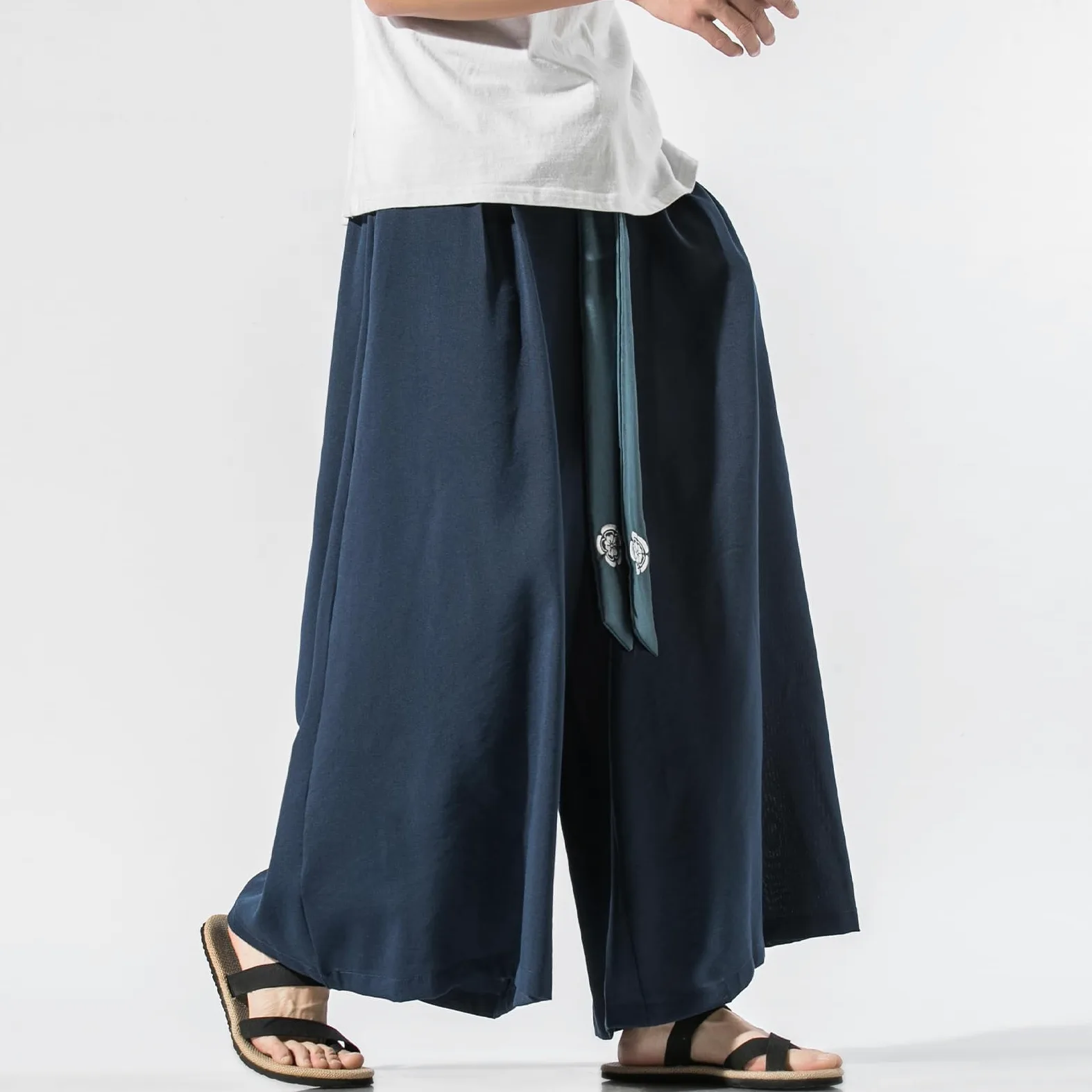 GURUNVANI Pantalon de yoga japonais à jambes larges pour homme, style hip-hop, baggy