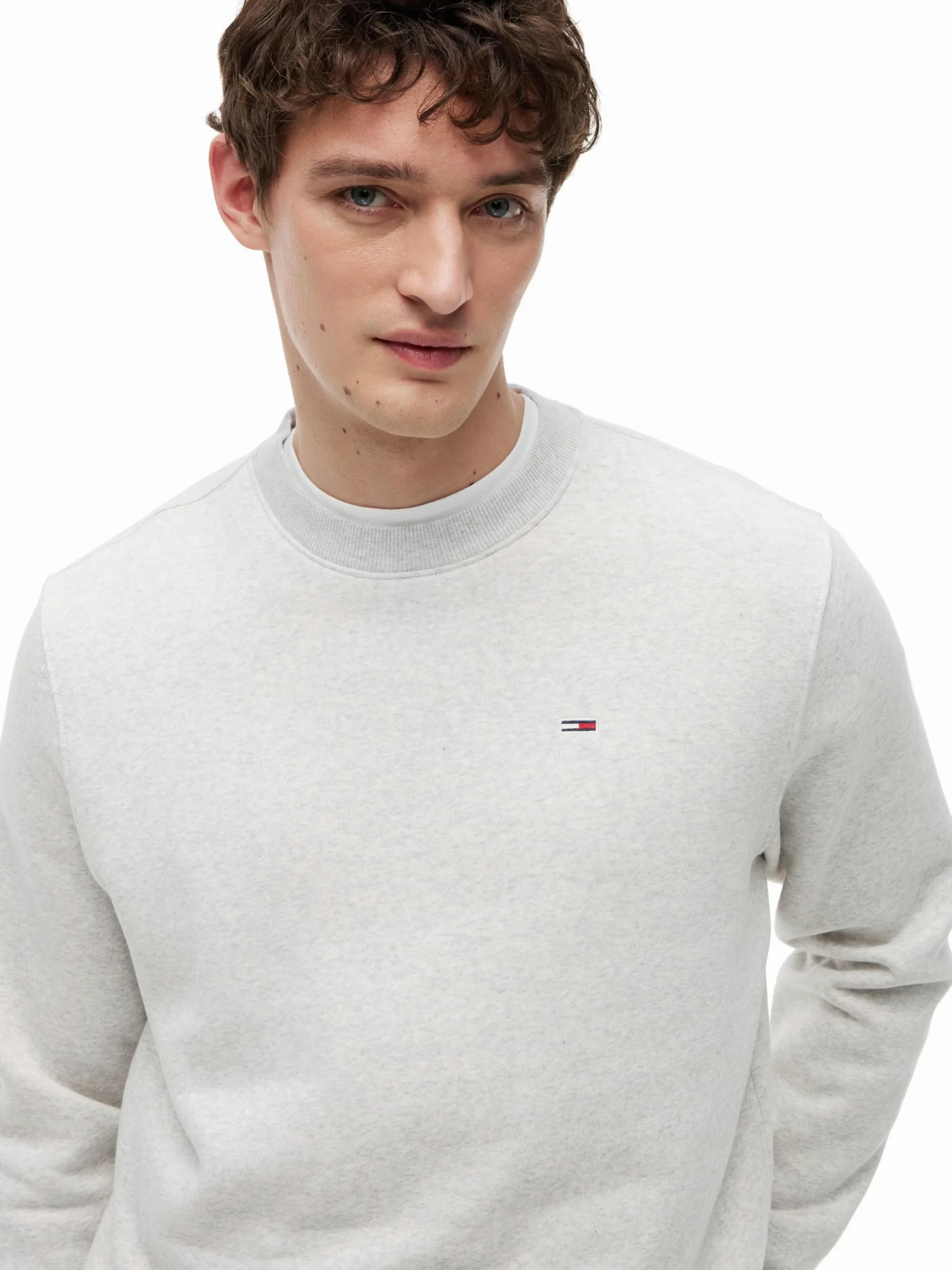 Tommy Jeans Sweat Homme Regular Fit Flag Fleece Col Ras-du-Cou