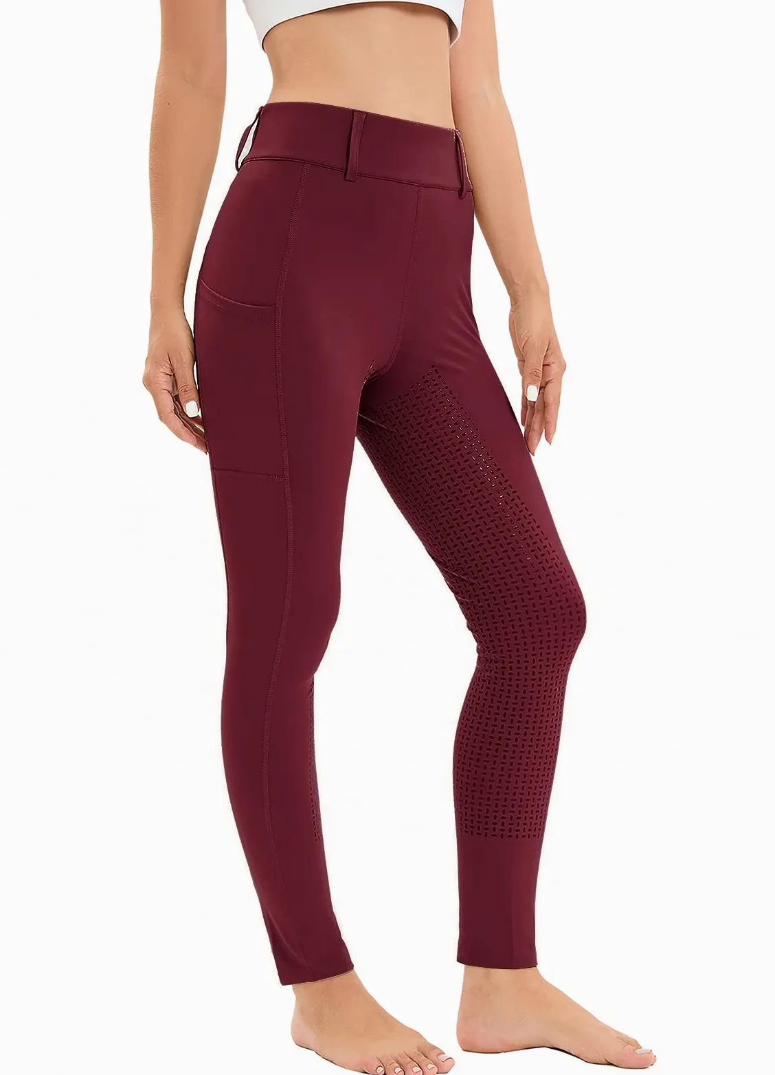 Legging d'équitation pour femme avec poche pour téléphone portable, taille haute, stretch, avec passants de ceinture