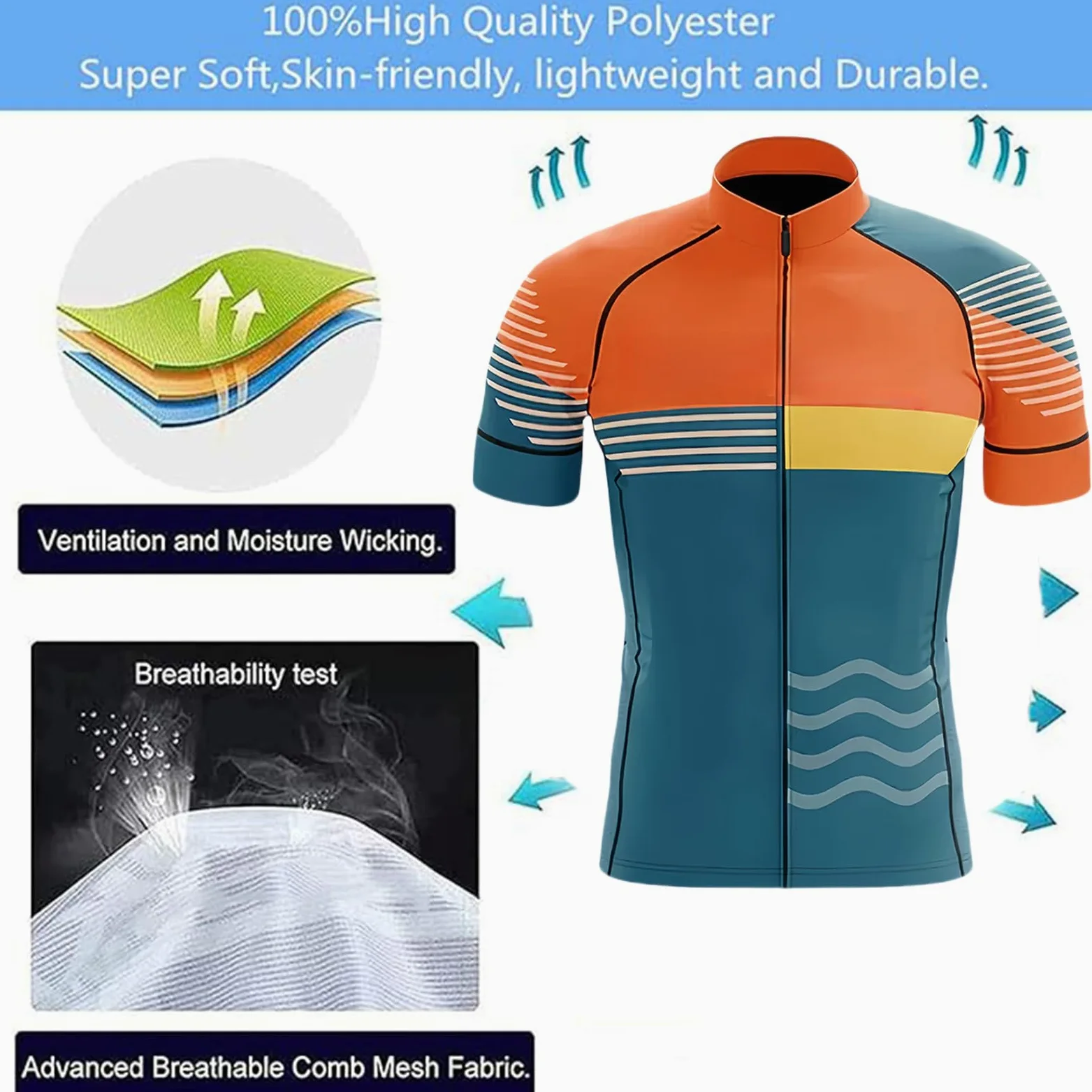 Ensemble Maillot de Cyclisme pour Homme, Vêtements Velo Été Tenue Cycliste Manche Courte et Cuissard À Bretelle avec 9D Coussin Gel