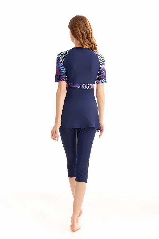 Maillot de Bain Modeste à Manches Courtes pour Femme avec Protection Anti-irritations