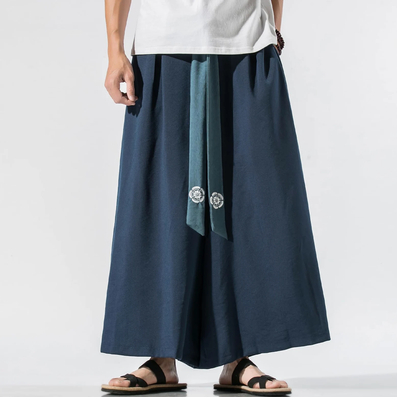 GURUNVANI Pantalon de yoga japonais à jambes larges pour homme, style hip-hop, baggy