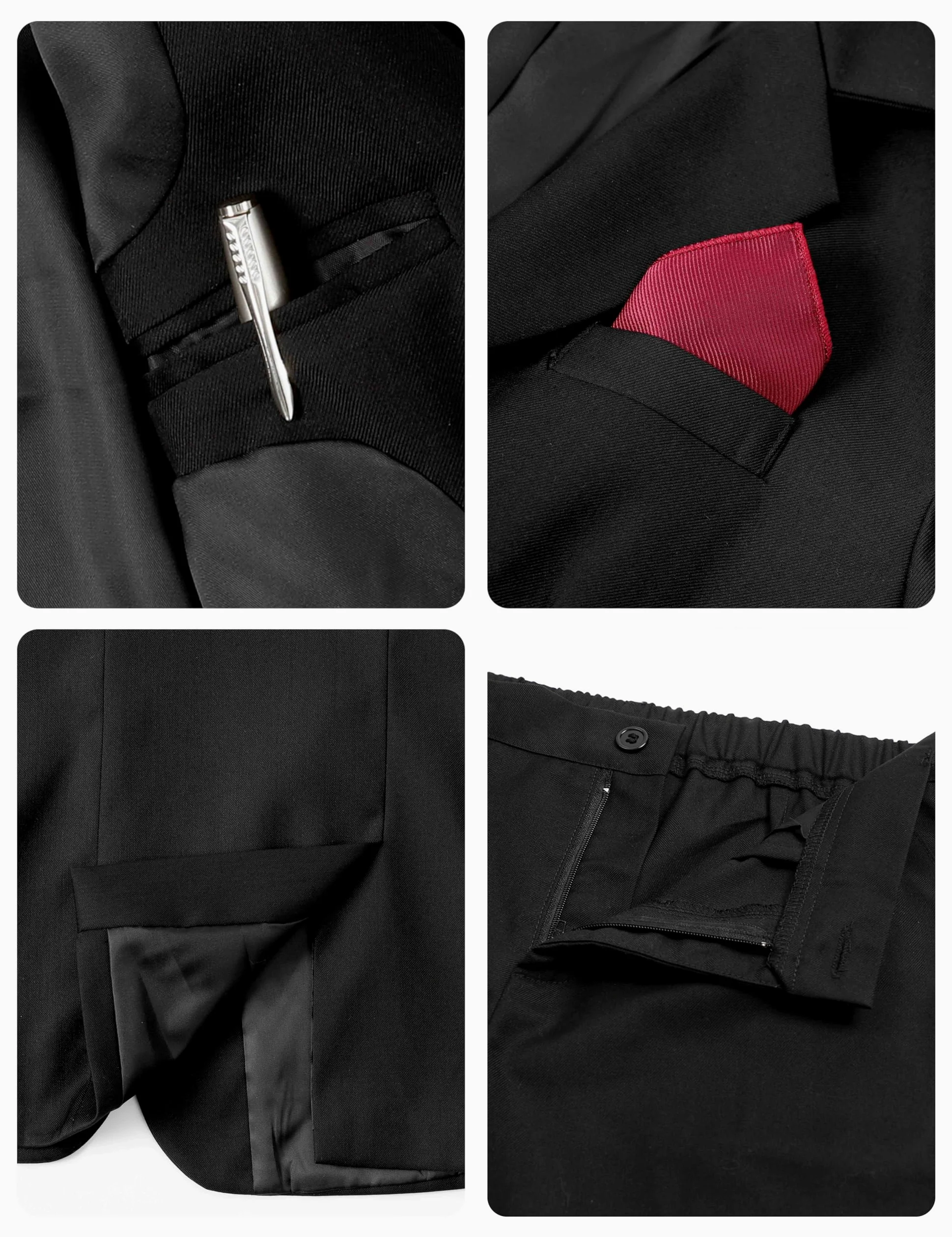 mintgreen 6pcs Ensemble de Costumes de Garçons, Blazer et Pantalon et Gilet et Chemise et Cravate avec Carré de Poche, 7-12 Ans