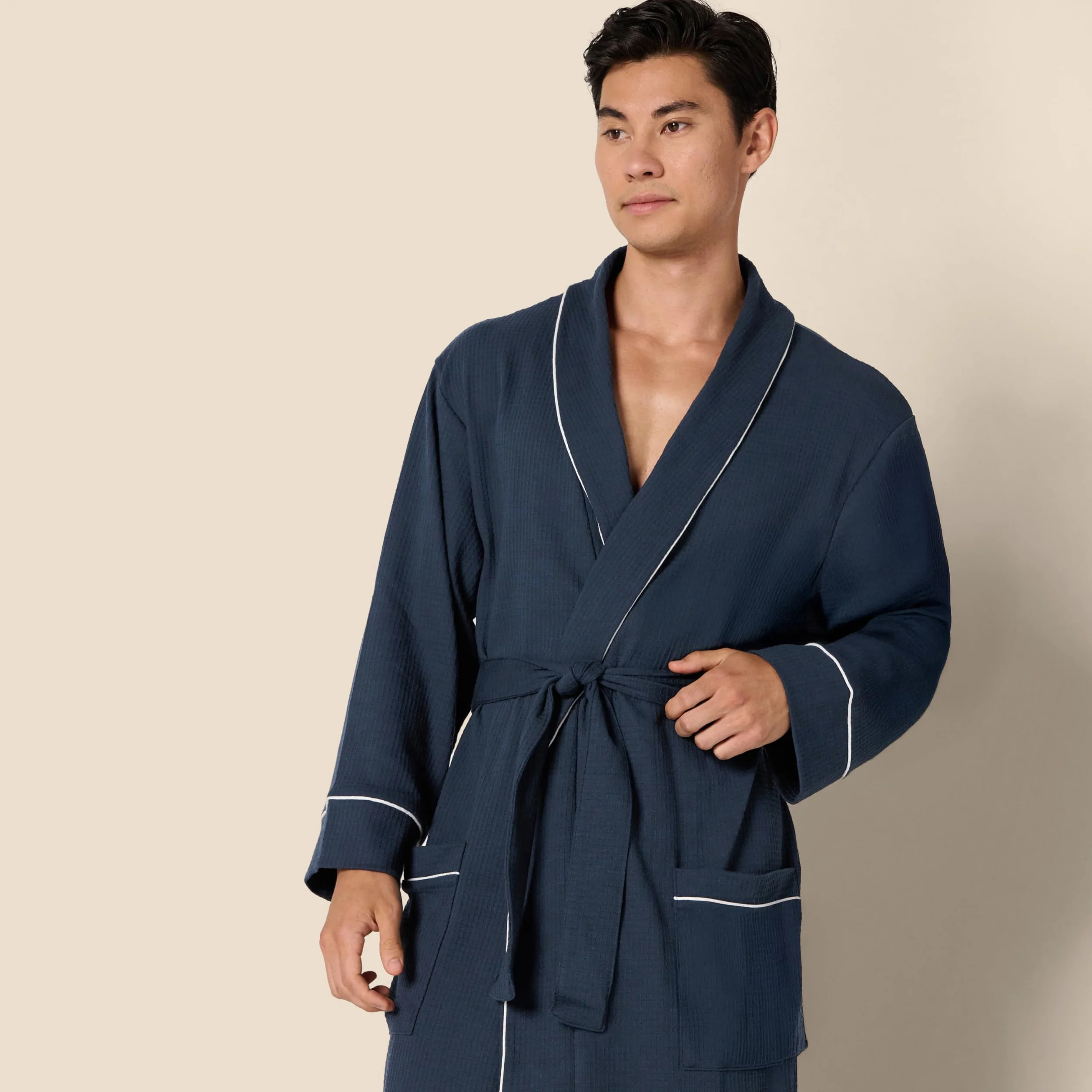 Amazon Essentials Homme Peignoir Léger et Gaufré (Disponible en Grandes Tailles et Grandes Longueurs)