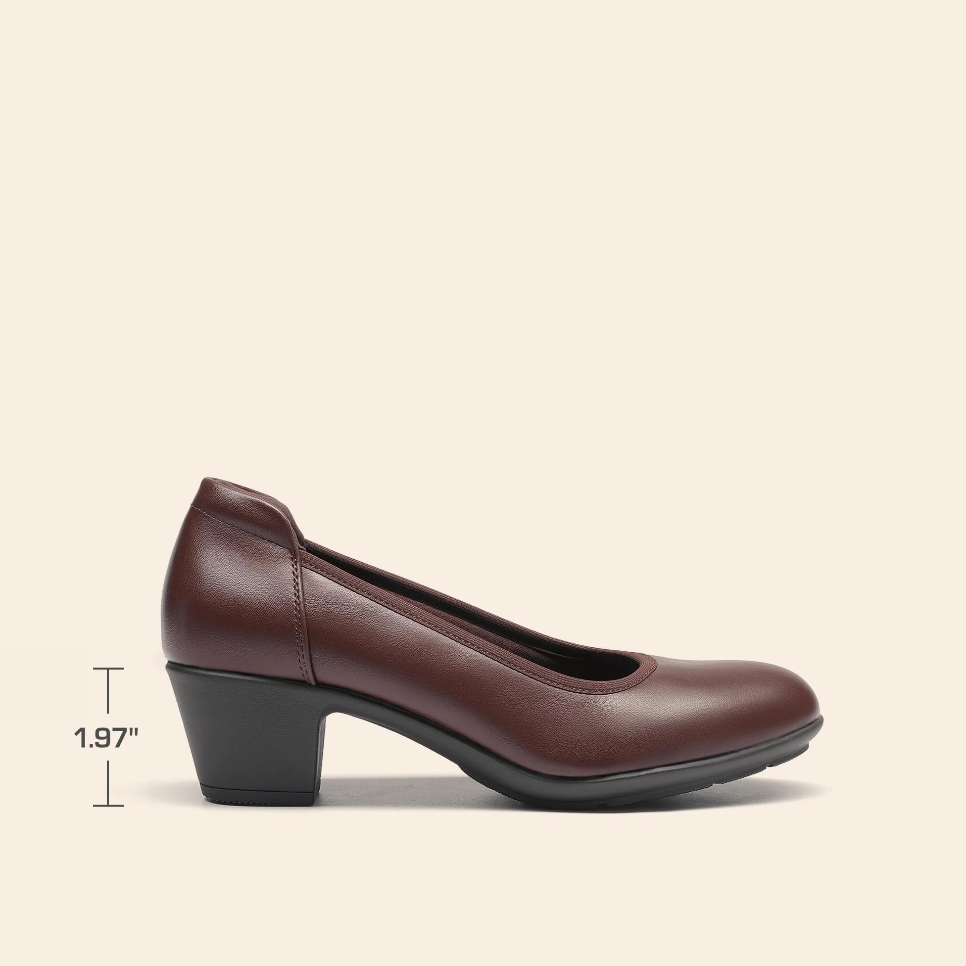 DREAM PAIRS Escarpins bas épais à bout fermé pour femme - Chaussures de travail confortables à talons ronds