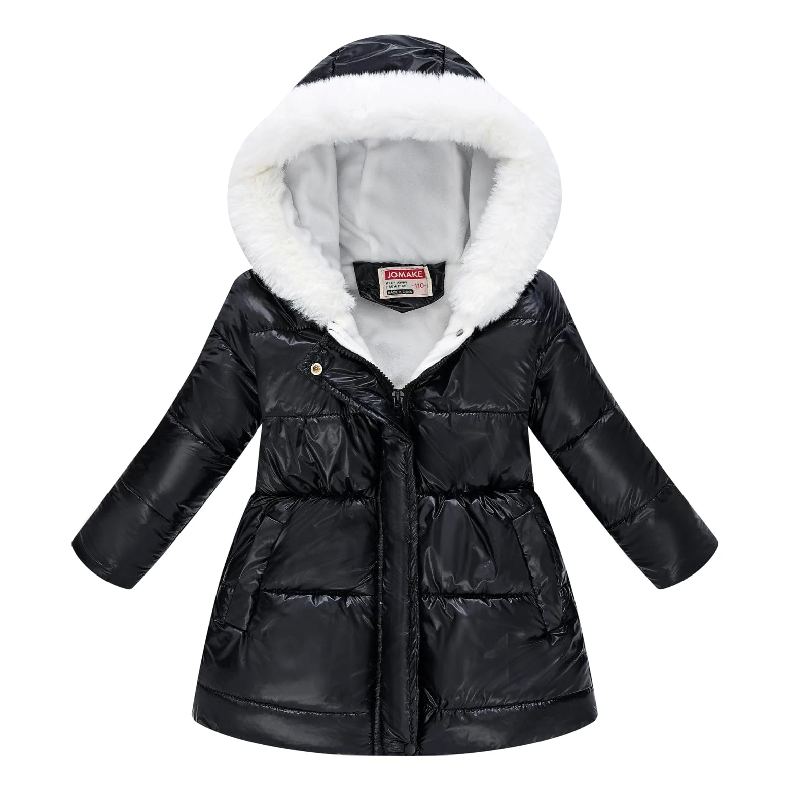 duxyoz Manteau d'hiver coupe-vent épais et chaud pour filles - Veste thermique à capuche avec capuche en fourrure - Parka doublée en polaire - Manteau matelassé rembourré pour enfants de 4 à 12 ans