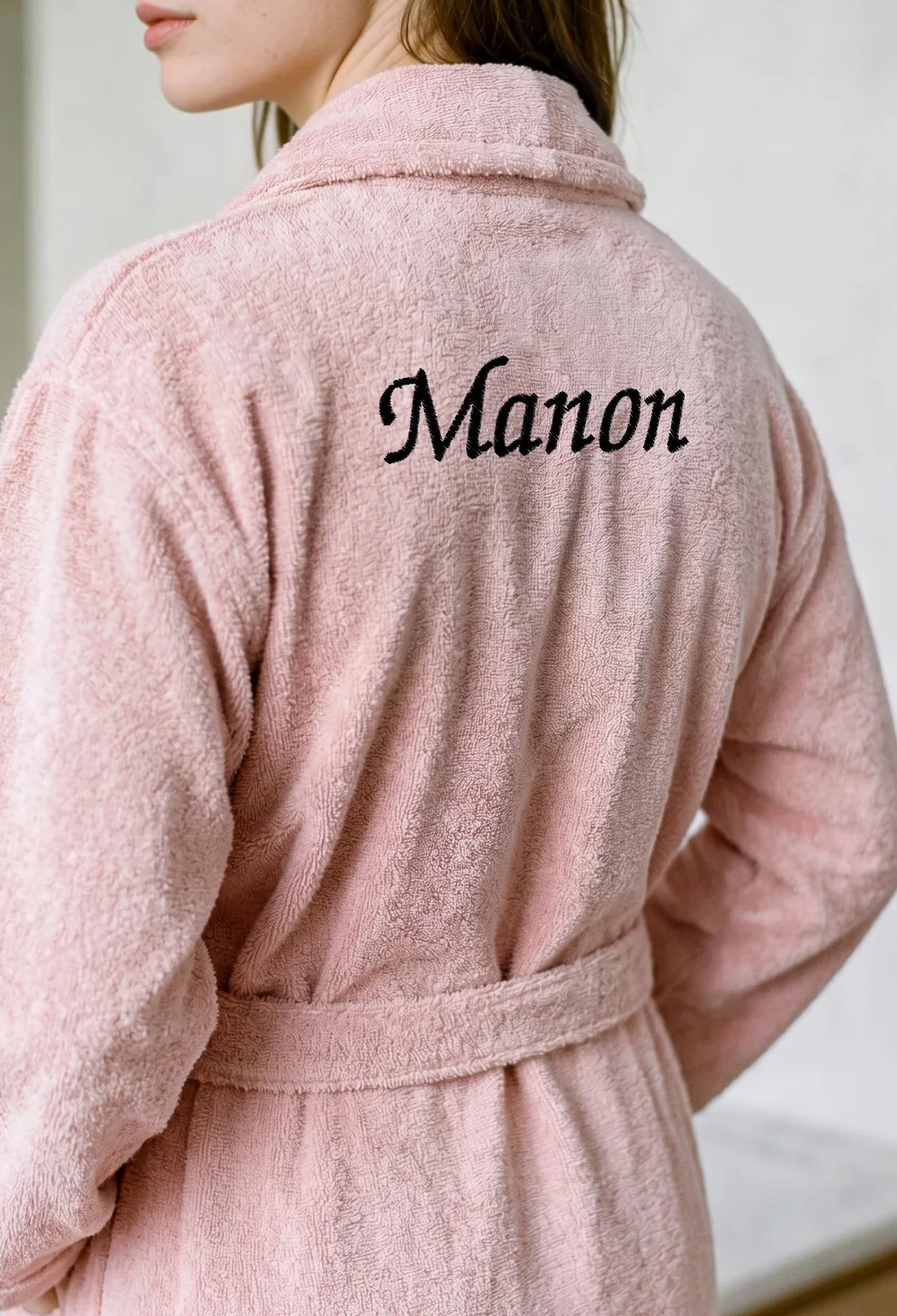 KDO MAGIC Peignoir de bain femme personnalisé - Brodé avec un prénom - Matière éponge - Plusieurs coloris - Cadeau maman noël, anniversaire, fête des mères