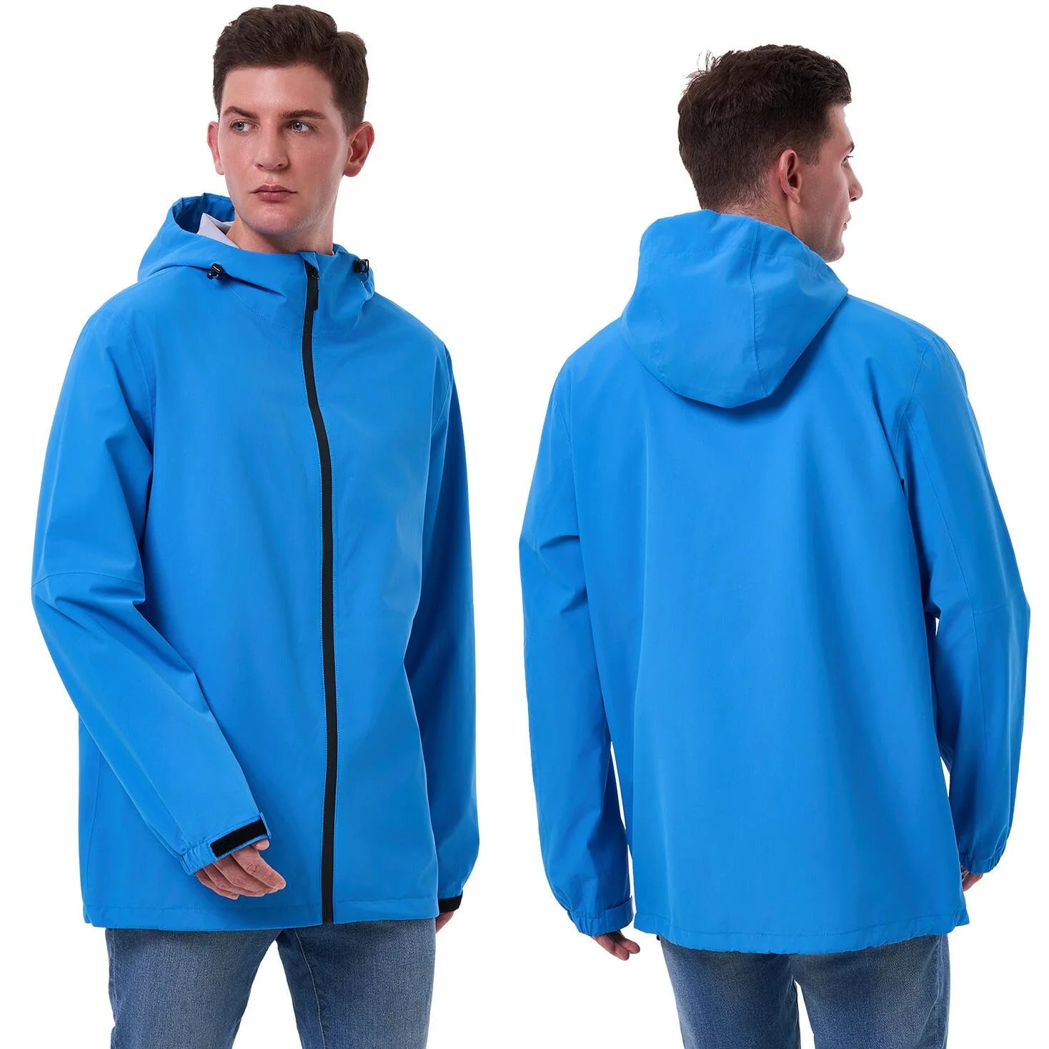 Veste de pluie pour homme Imperméable Vestes d'extérieur pour homme Veste légère de loisirs Respirante Vélo Veste de pluie avec capuche