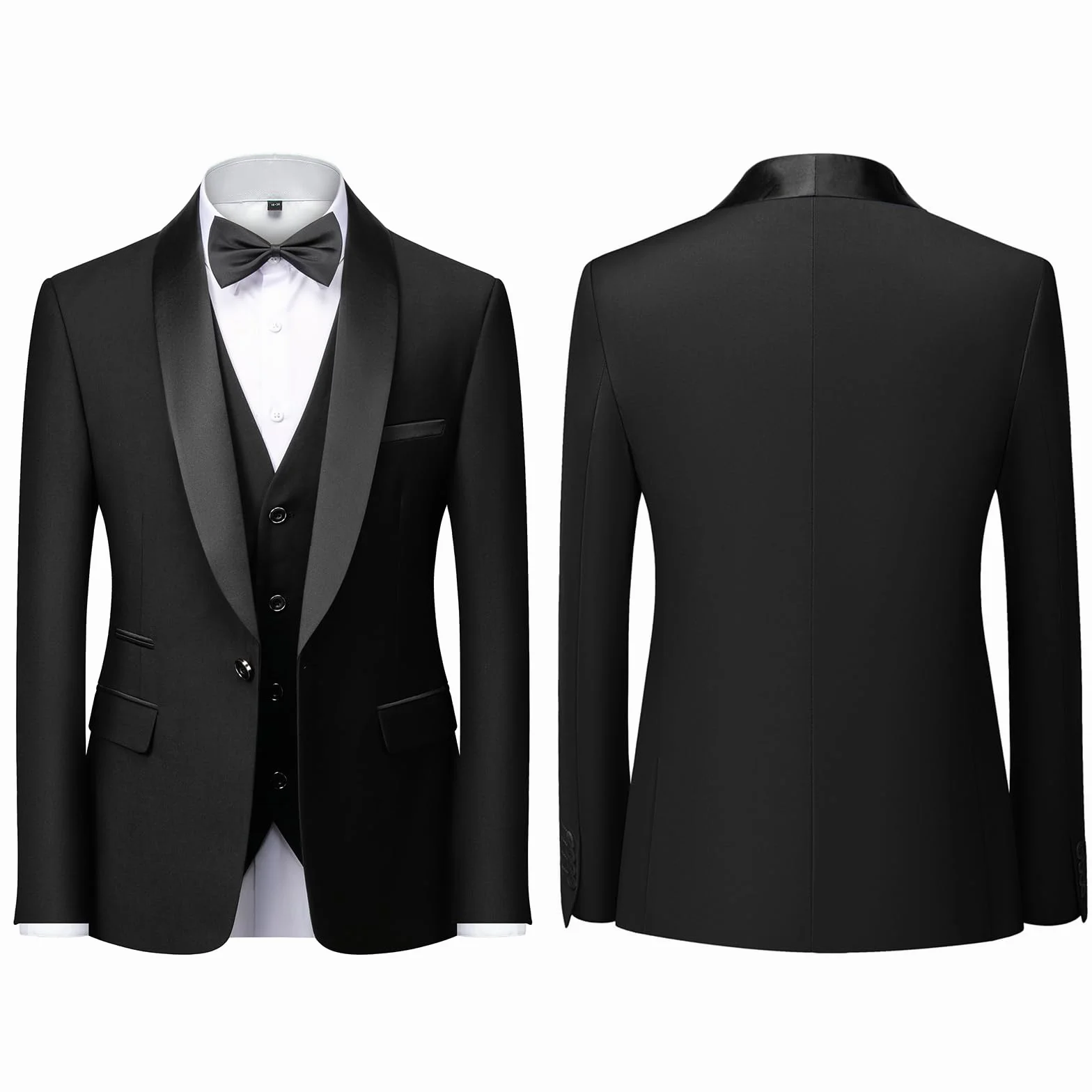 Costume Homme 3 pièces Mariage Slim Fit Smoking d'affaires à Un Bouton Men Suits 3 Piece Couleur Unie pour Fête Confort Blazer Veste et Pantalon Gilet