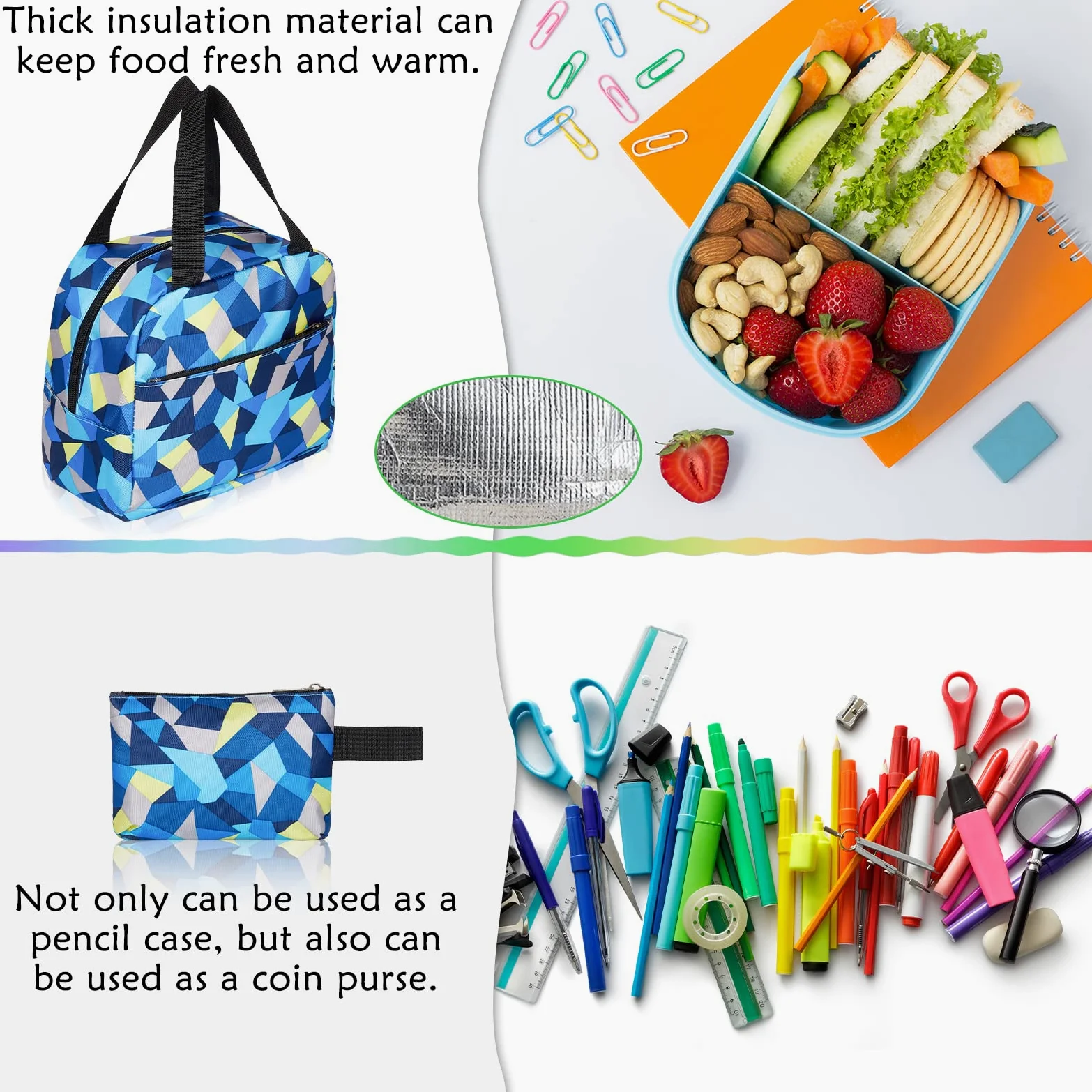 Sciphylia Cartable Fille Primaire Garcon Imperméable Sac a Dos Enfant Fille CP CE2 Elementaire 3 en 1 Sac à Dos Poids Léger avec Sacs à Lunch et Trousse pour CE1 CM1 CM2 D'école Étudiants, Bleu