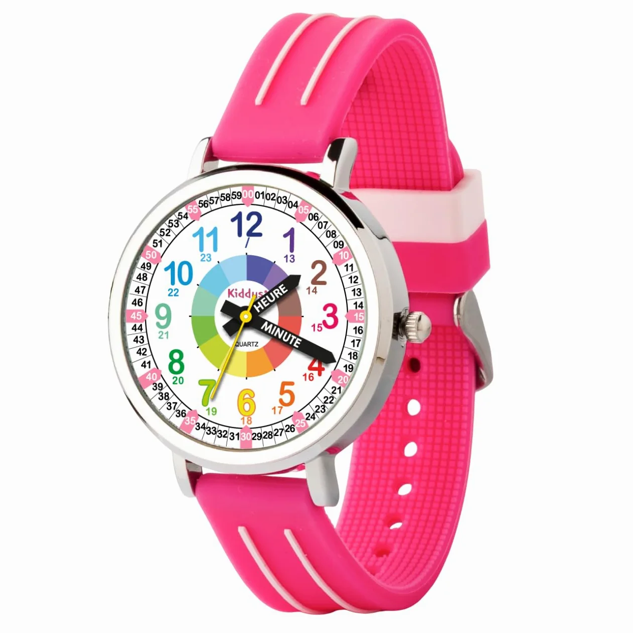 Kiddus Montre Enfant Fille et Garçon à partir de 5 Ans, Montre Éducative Analogique à Aiguilles, Apprentissage de l'Heure, Mouvement Japonais