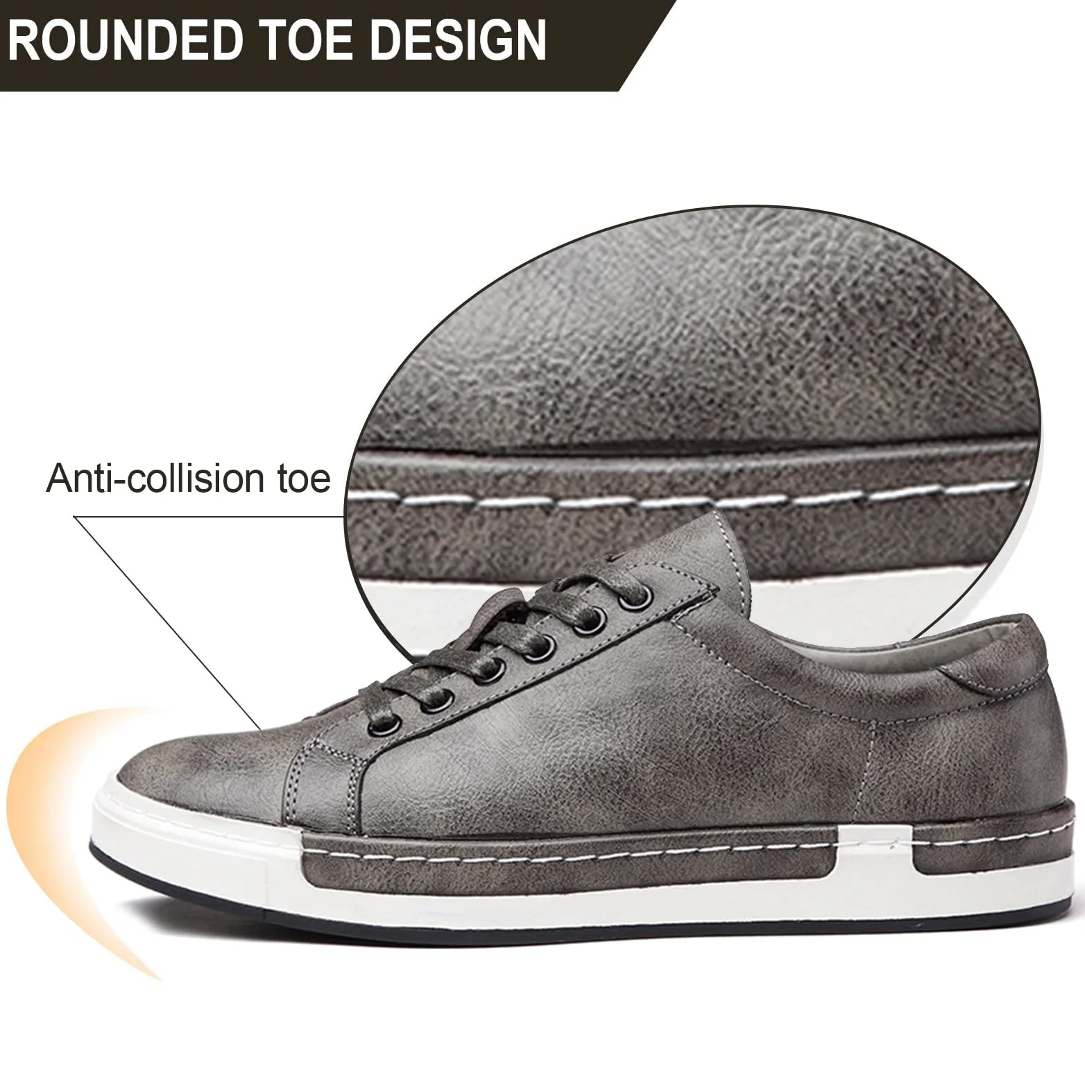 Hommes Casual Cuir Skateboard Fashion Chaussures Dentelle Talons Hauts Chaussures Antidérapantes Business Fashion Floor Comfort Sneakers