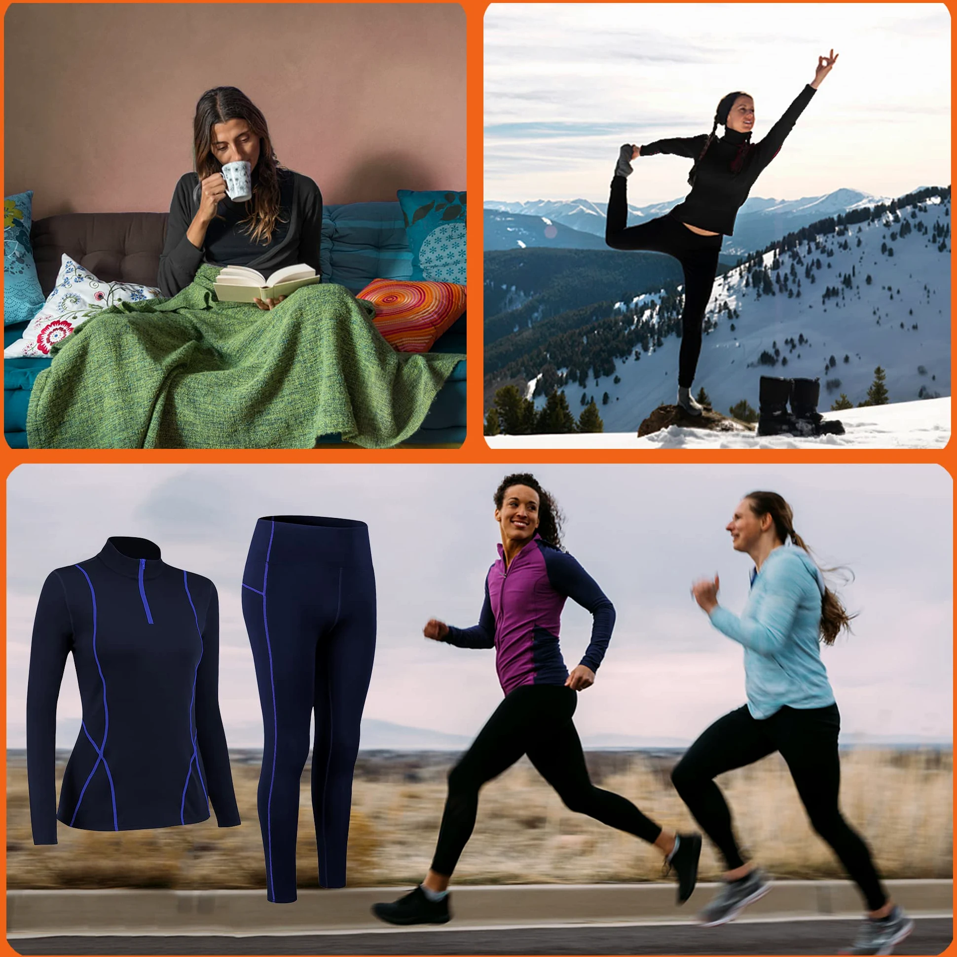 TBoonor sous-vêtements Thermiques pour Femme avec col Montant Coupe-Vent, sous-vêtements Thermiques, sous-vêtements de Ski, sous-vêtements Fonctionnels, Respirants et Flexibles