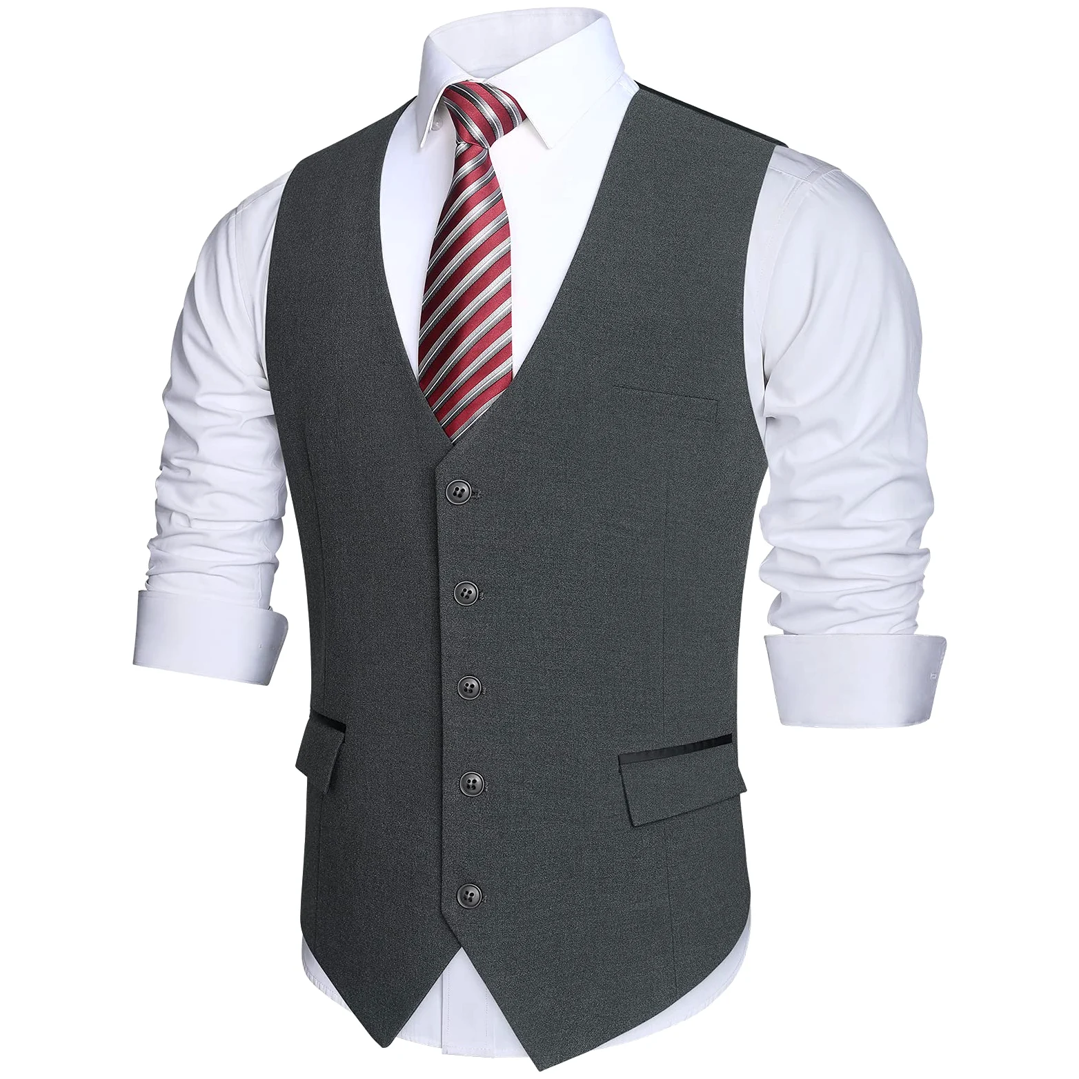 HISDERN Gilet Costume Homme Formel Classique Casual Gilets sans Manche Homme pour Mariage Business Parti Coton Vest