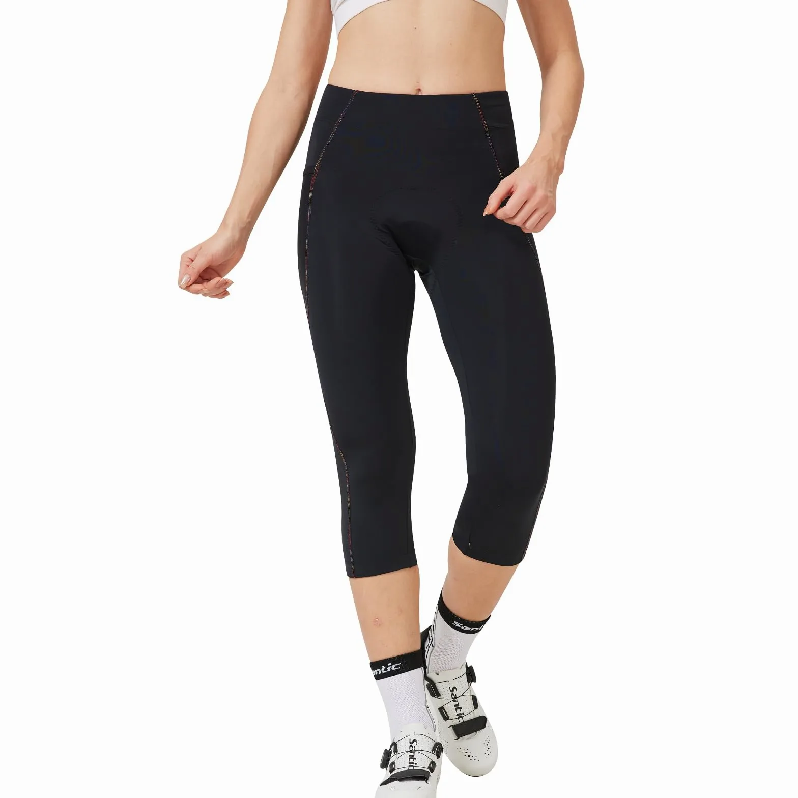 Santic Short de Cyclisme pour Femme - Short de Cyclisme rembourré 3/4 - Ao Dai