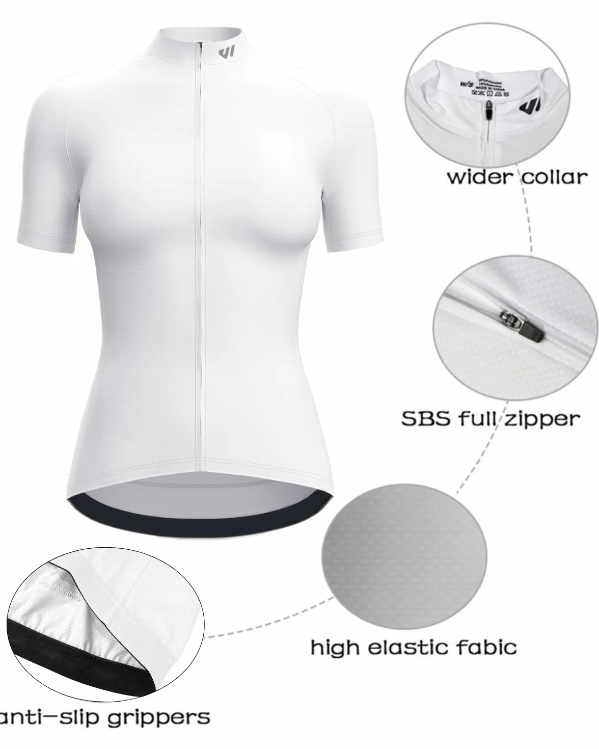 Lo.gas Maillot de cyclisme à manches courtes en maille respirante pour femme 3 poches arrière UPF50+ - blanc - Taille S