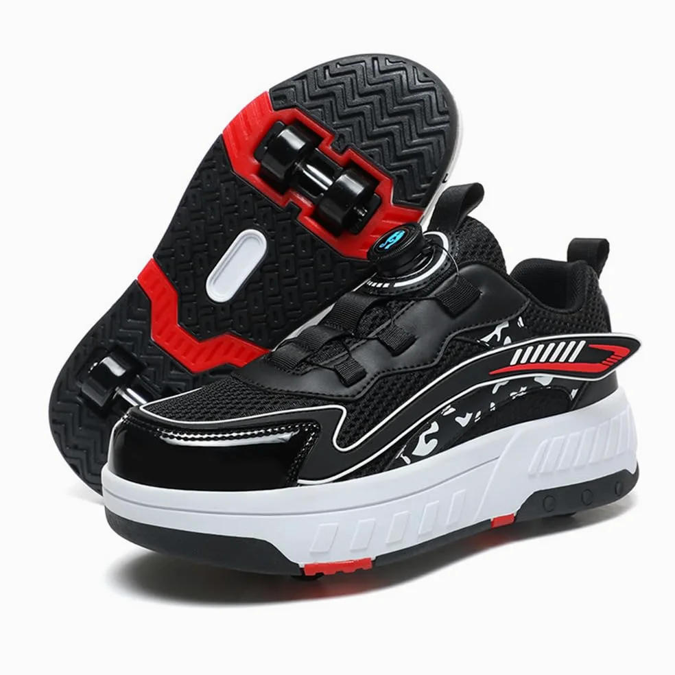 Patins à roulettes Enfants 2 en 1 Chaussures de Skateboard avec 4 Roulettes Amovibles Garçons Filles