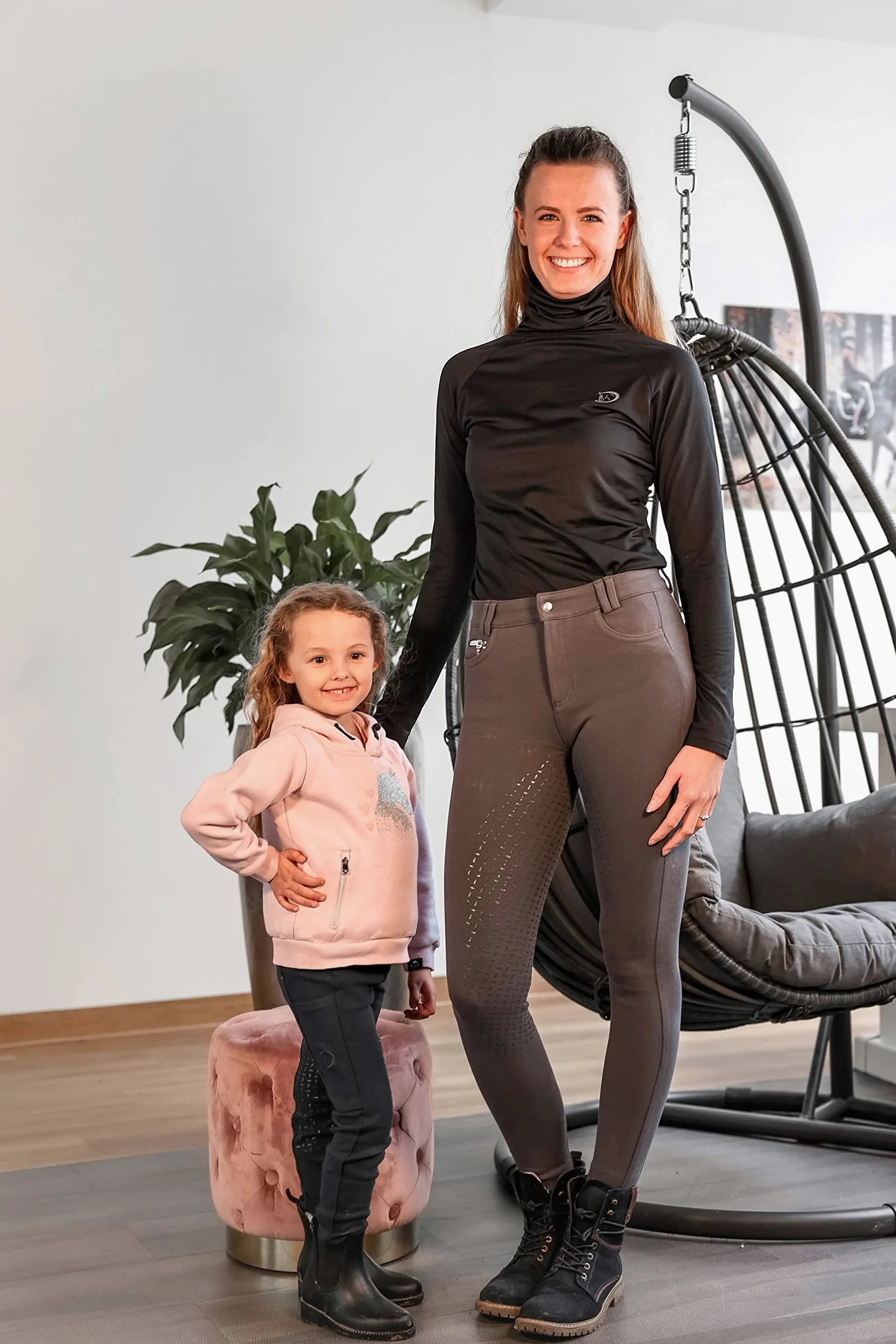 RIDERS CHOICE Pantalon d'équitation en coton et silicone pour enfant avec poche pour téléphone portable