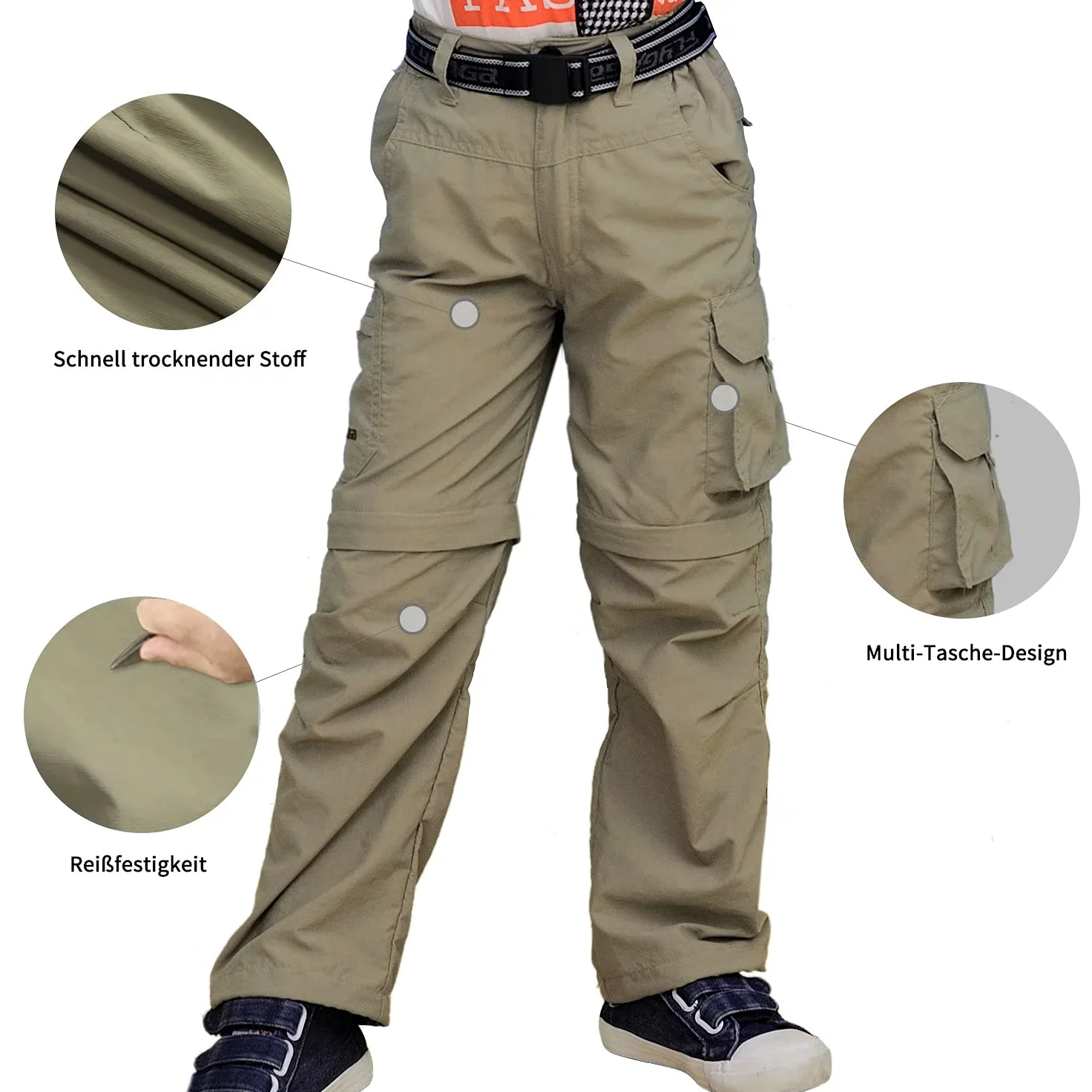 FLYGAGA Pantalon d'extérieur pour Enfants, Pantalon de Randonnée, Pantalon Cargo pour Enfants, Convertible d'escalade de Randonnée Imperméable à Séchage Rapide pour Garçon