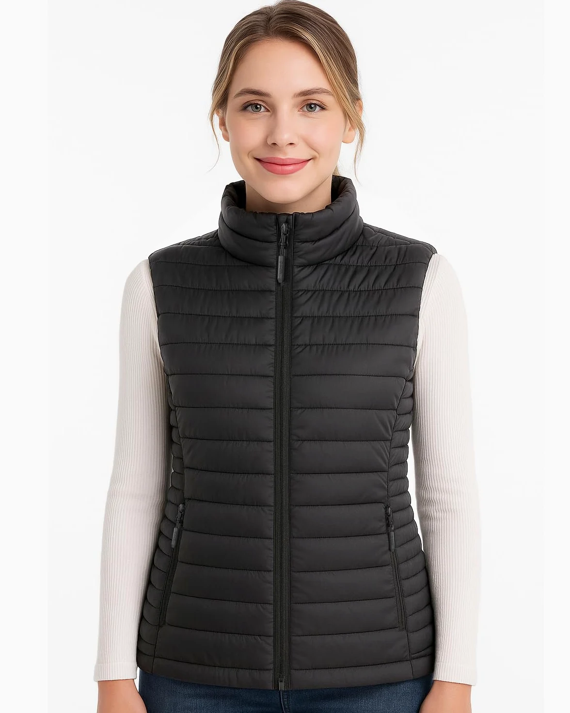 SZNX Gilet Chauffant Femme avec Batterie Incluse – Veste Chauffante Électrique 6 Zones, Gilet Chauffant Hiver Femme 3 Niveaux, Sans Manche, Veste Chauffante Extérieur Froid, Noir