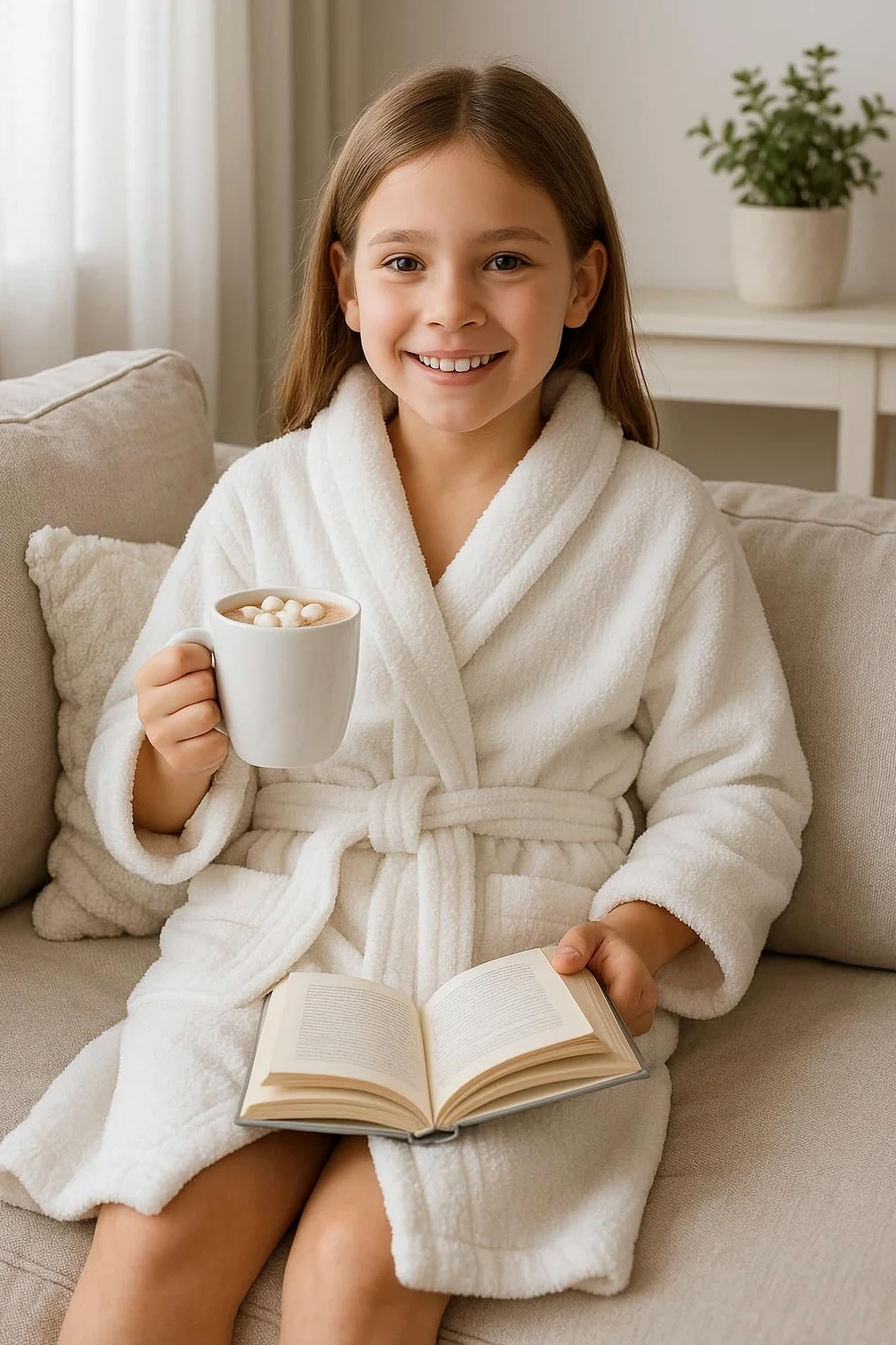 A2Z 4 Kids Filles Garçons Serviette Peignoir 100% Coton Éponge Col Châle Peignoir Robe de Chambre Plage Bain Natation pour Enfants Âge 5-13 Ans
