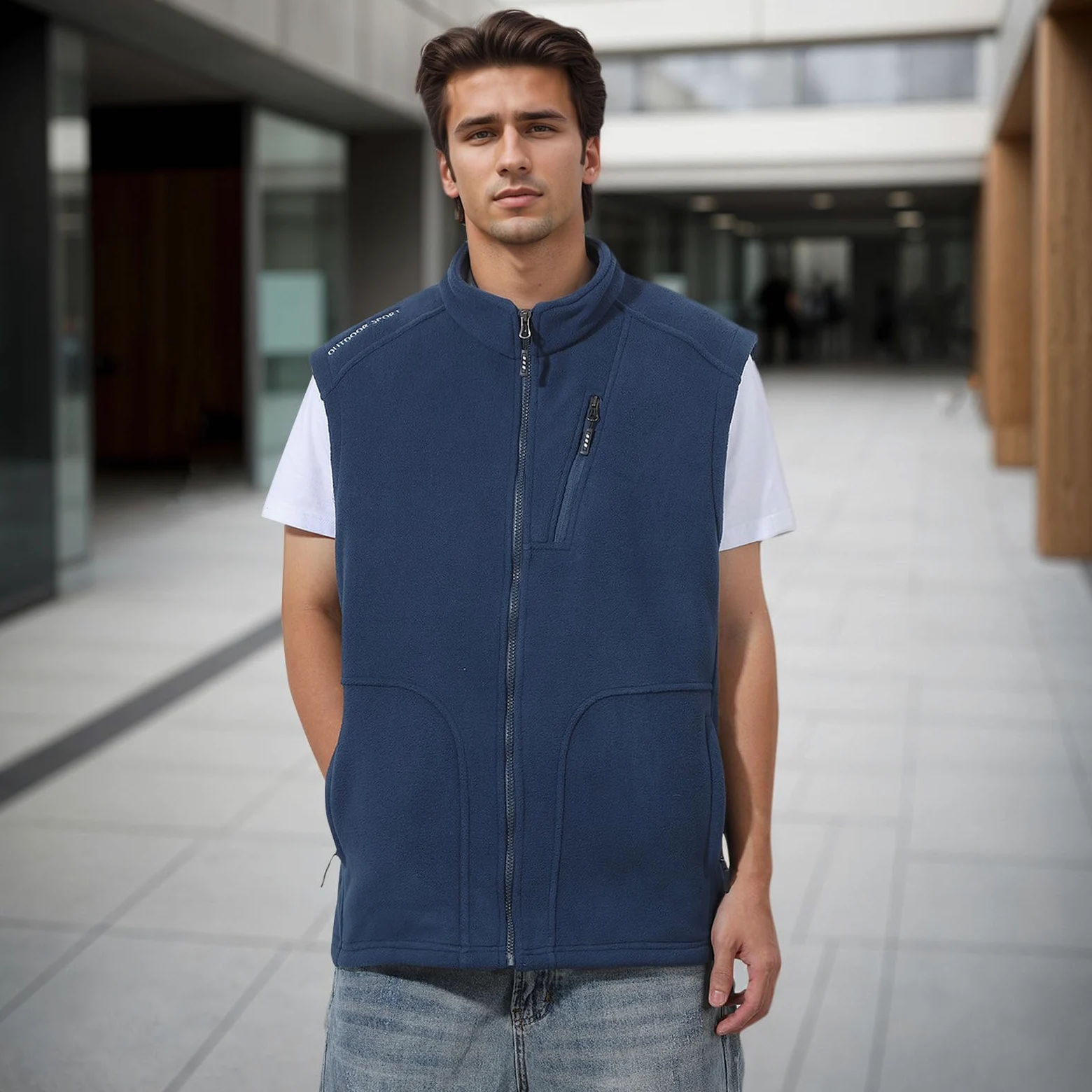 BWBIKE Gilet Polaire pour Hommes Gilets Polaires Légers et Chauds Vêtements d’extérieur Avec Poches Zippées, Veste sans Manches légère Douce pour l’hiver