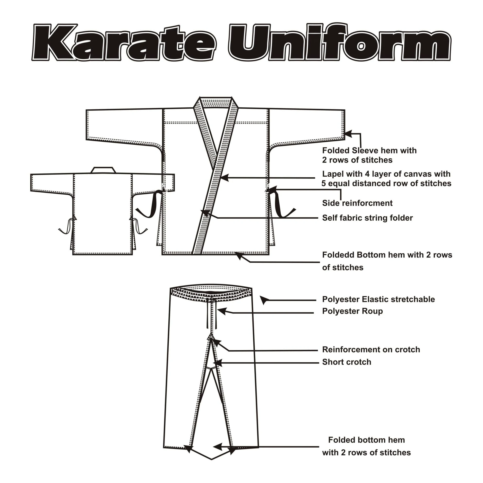 VERSAL Uniforme de karaté pour enfants/adultes | Costume de karaté blanc pour étudiant | Uniforme de karaté léger en polycoton de 226,8 g avec ceinture