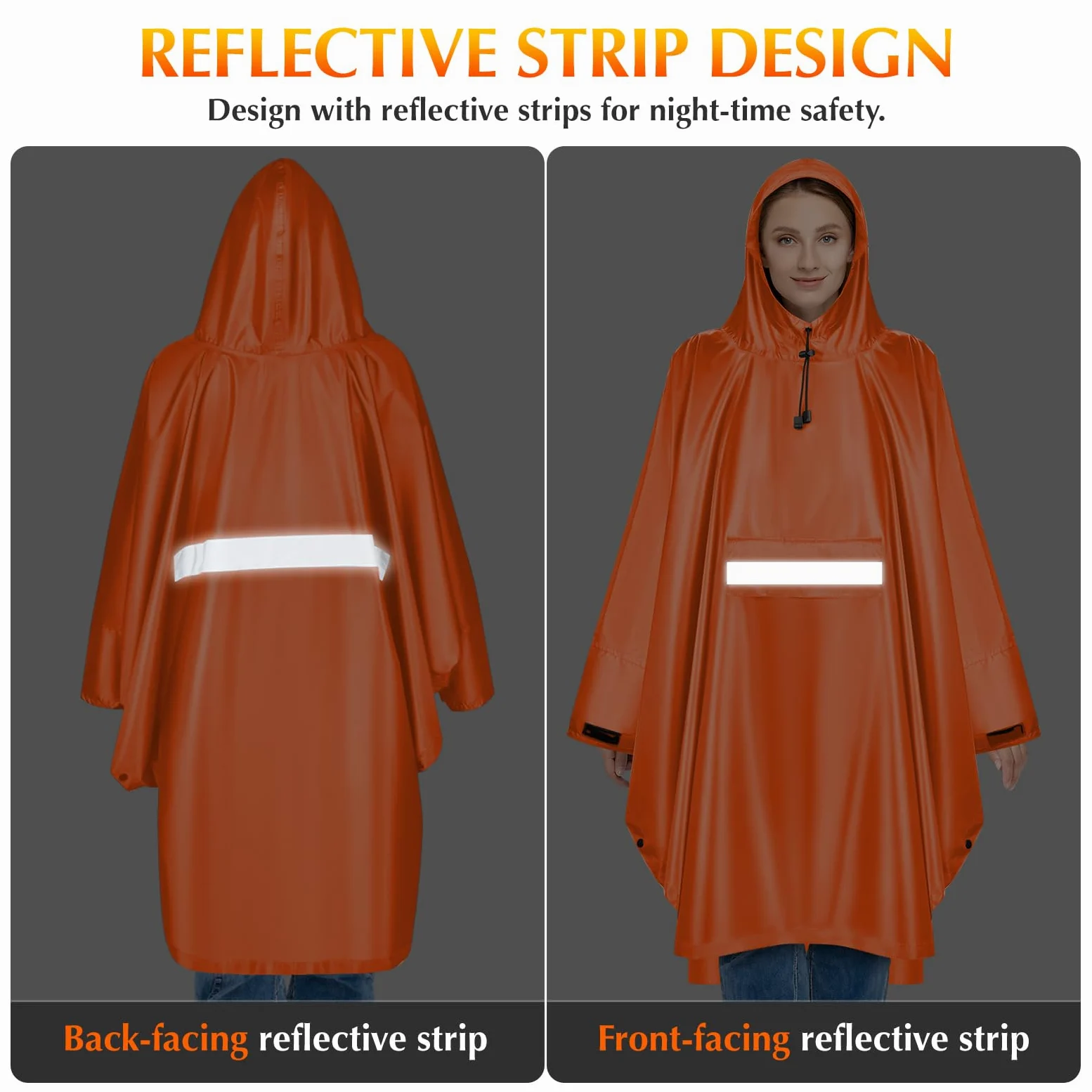 Veste de pluie imperméable pour femme, unisexe, légère, imperméable multi-usage pour l'extérieur, le camping, la randonnée et la pêche, orange, Taille Unique