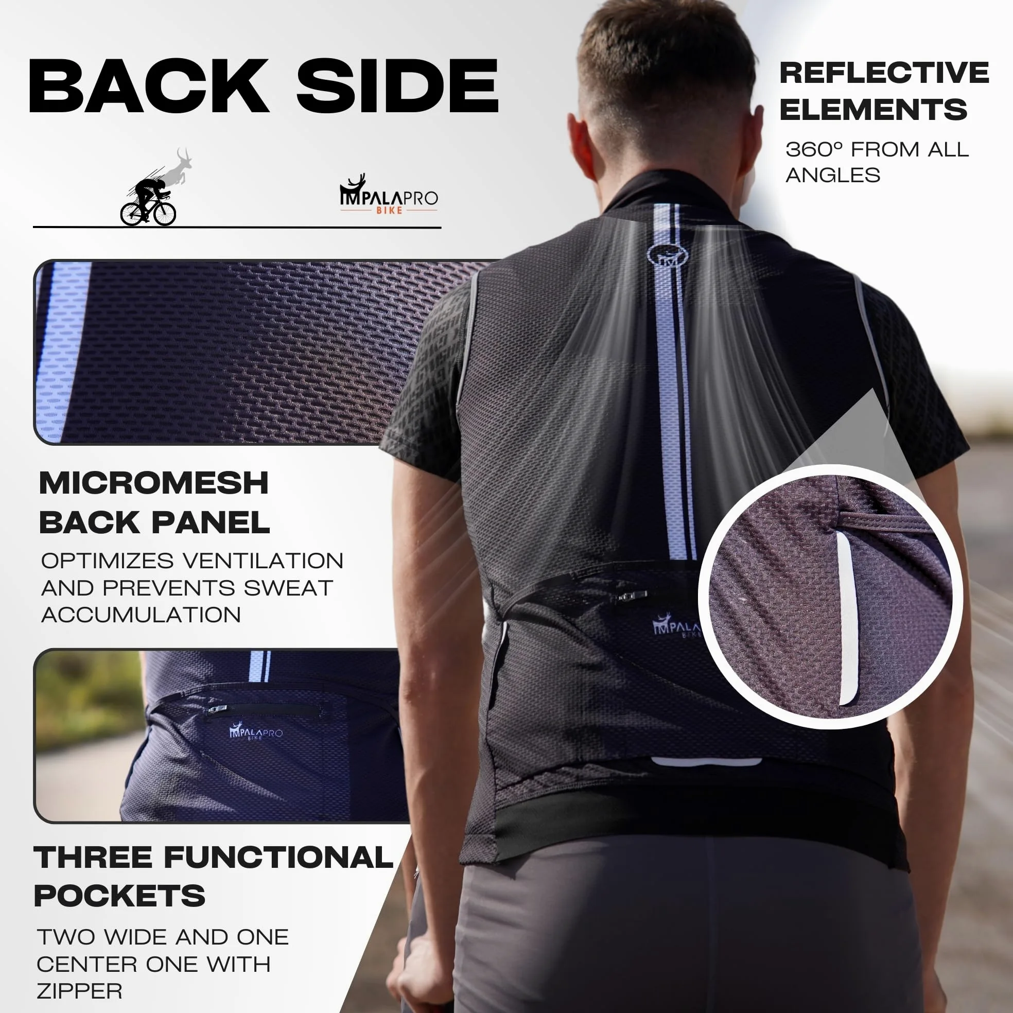 IMPALAPRO Gilet Vélo Réfléchissant – Gilet Sans Manche Coupe Vent Vélo