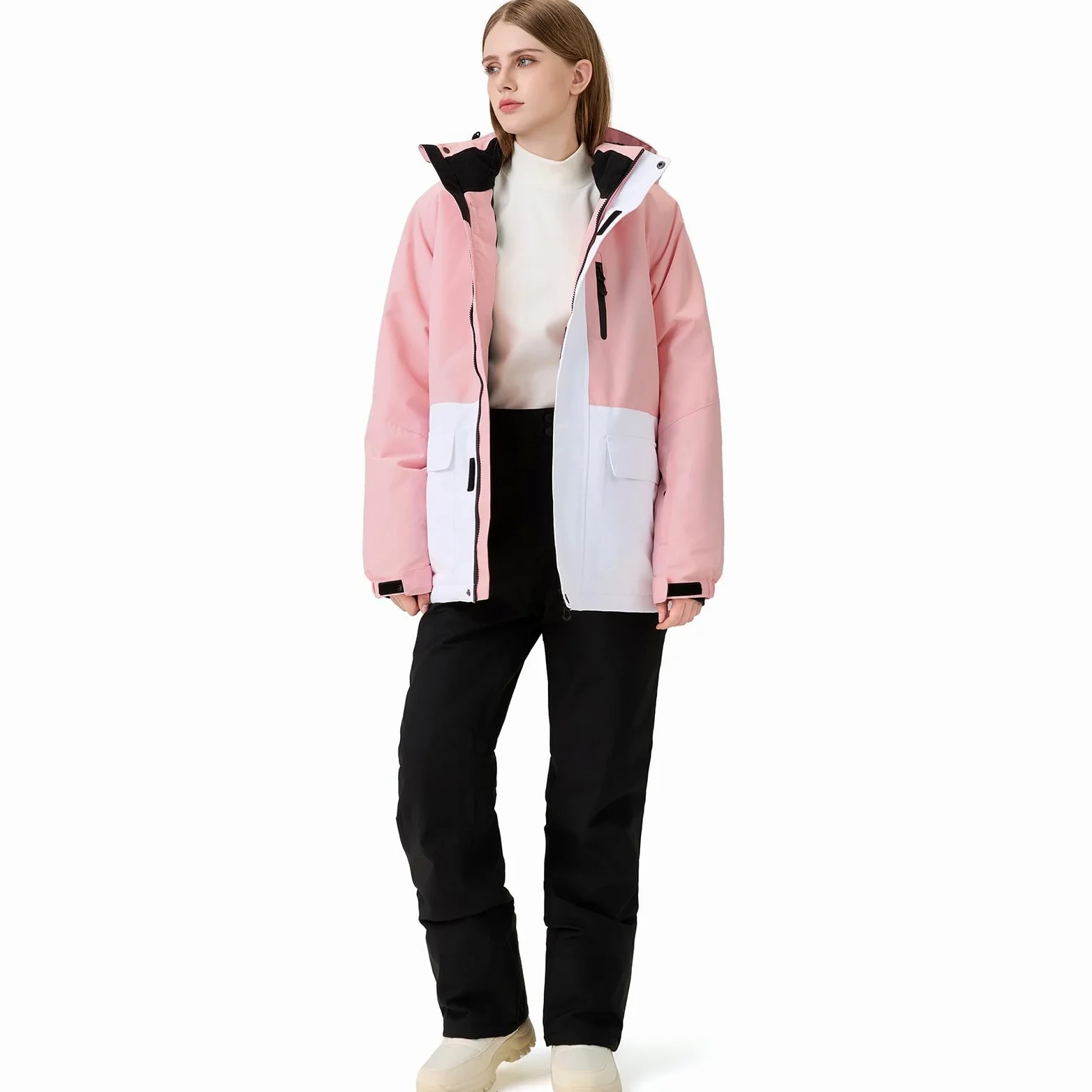 HOTIAN Ensemble veste et pantalon de ski pour femme - 2 pièces - Imperméable - Coupe-vent - Hiver - Chaud - Ski - Neige - Ensemble snowboard