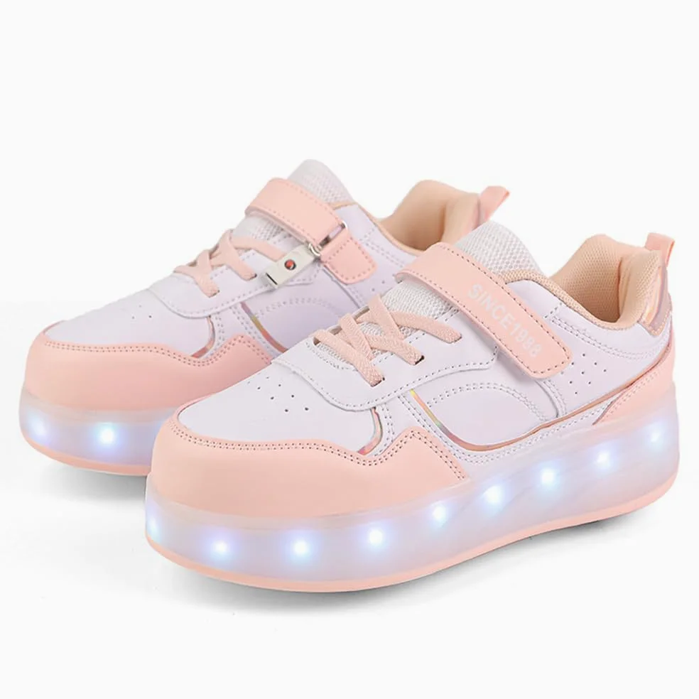 Mateju Enfants Chaussures à roulettes Filles Garçons Chaussures de Skateboard 4 Roues Réglables, Basket Patins à roulettes, Qui Brille Multifonctions Extérieur Chaussures de Sport