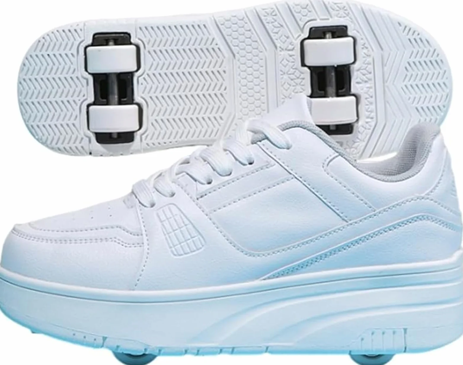 Chaussures à Roues pour Enfants, Roller Skates 2-en-1 avec 4 Roues Rétractables, Trainers Skateboard Shoes Multifonction