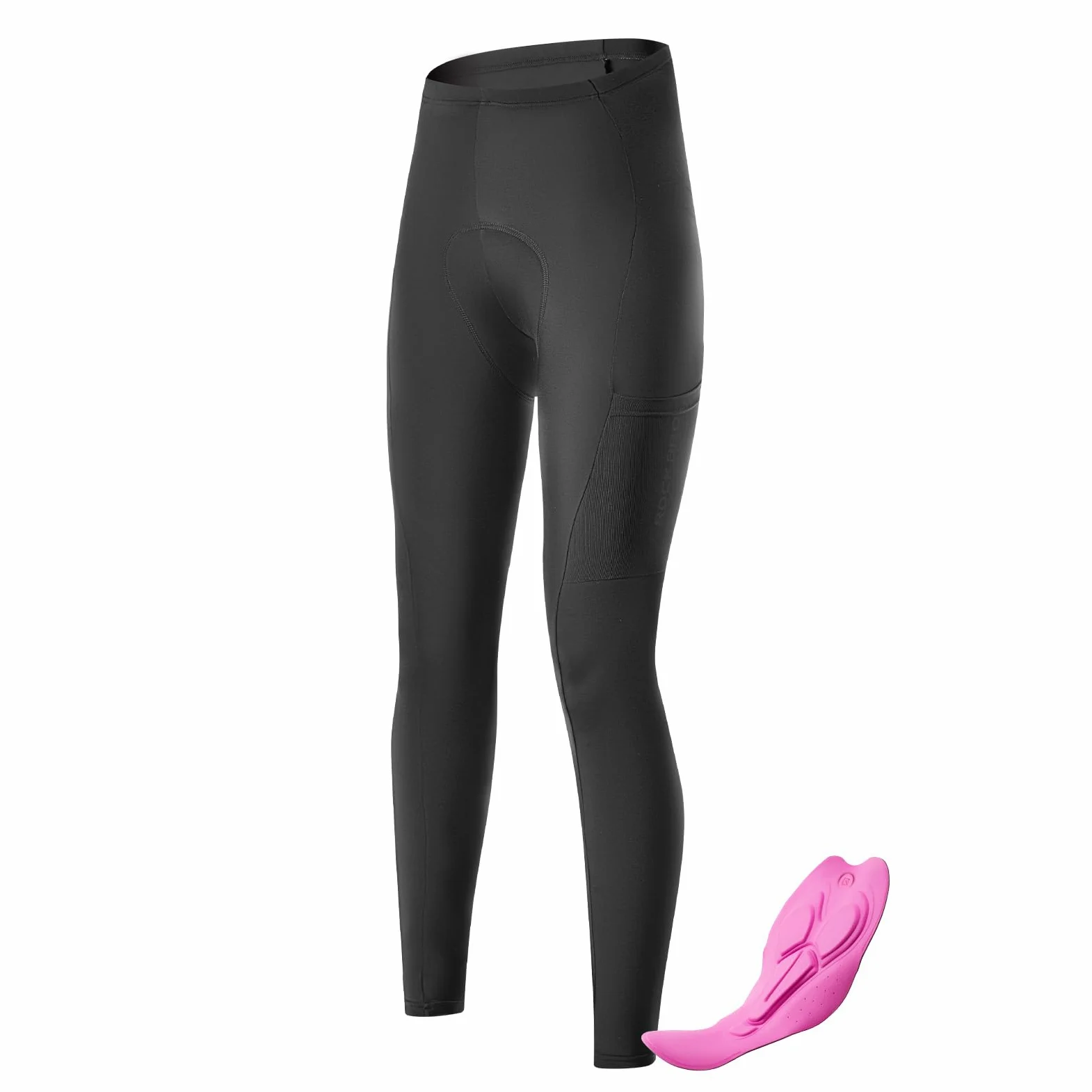 ROCKBROS Pantalon Cycliste Femme Rembourré, Leggings de Vélo Séchage Rapide Respirant, Collants de Cyclisme Longues VTT avec Poche