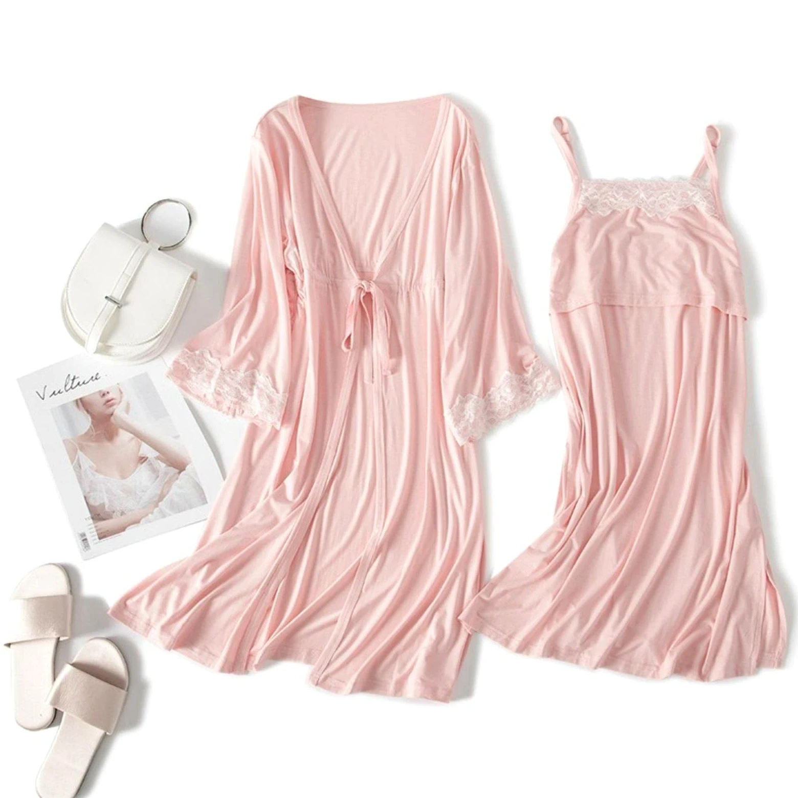 Femme Enceinte vêtements de Nuit Allaitement Grossesse Pyjamas Fronde Allaitement Chemise de Nuit maternité Travail Robe + Robe Accouchement