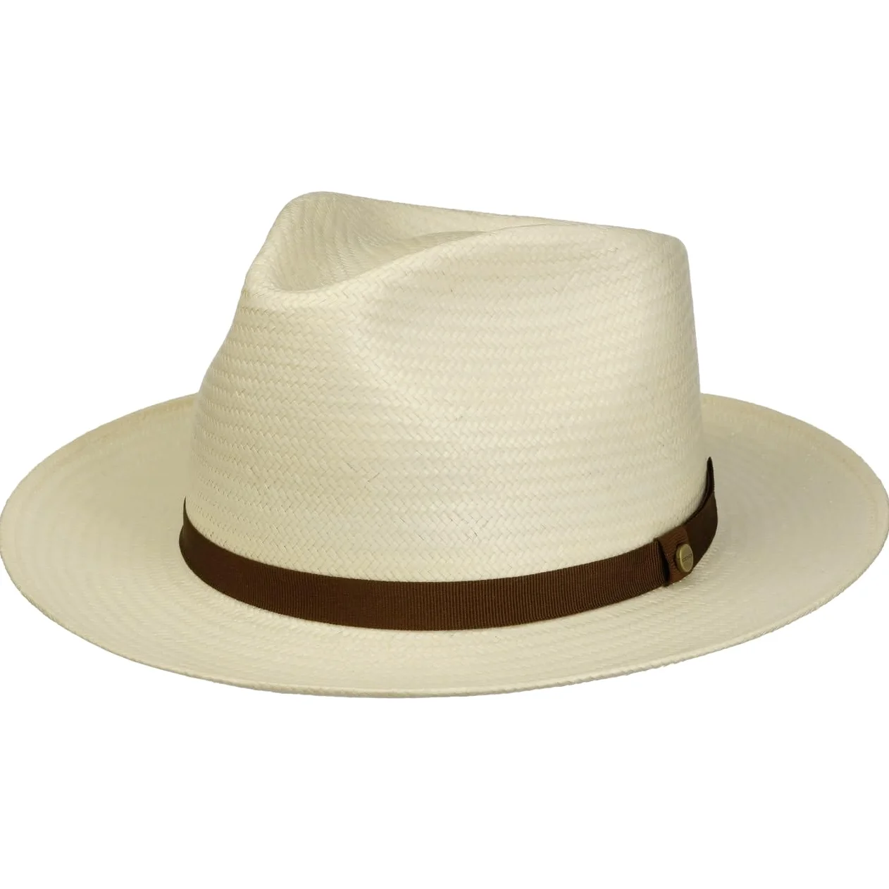 Stetson Chapeau en Paille Fallkirk Fedora Toyo Femme/Homme - de Soleil avec Ruban Gros Grain Ete Printemps-ete