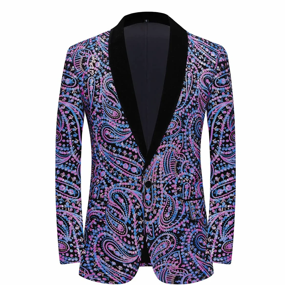 Veste de Costume à Paillettes Brillantes pour Hommes Veste de Costume à Fleurs Classique à la Mode, adaptée aux fêtes, Mariages, banquets, bals