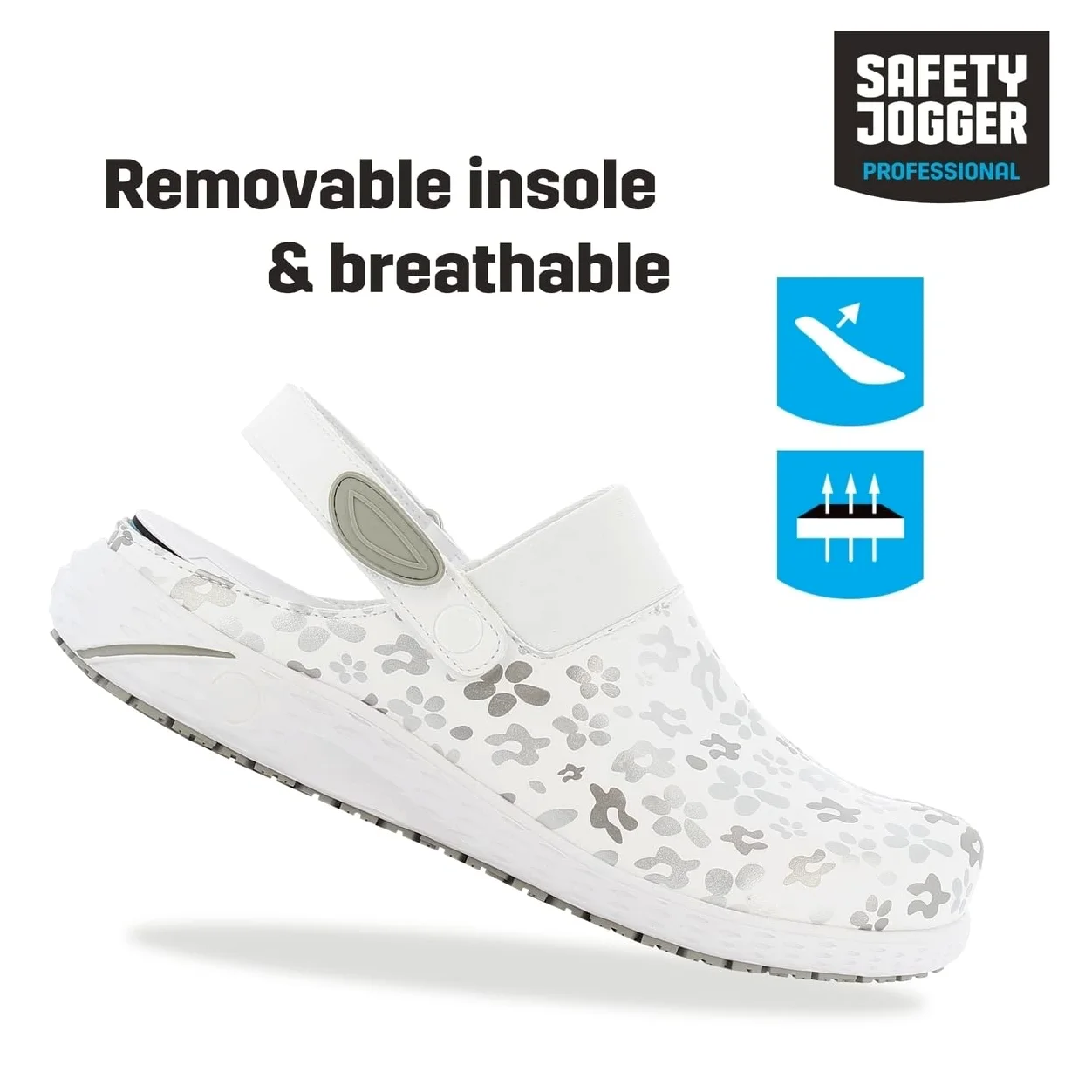 SAFETY JOGGER Sabots de sécurité Femmes - Dany - Chaussure de Travail légère et Confortable à Velcro, idéale infirmières ou Cuisine, antidérapante et Absorbant Chocs, Oxypas