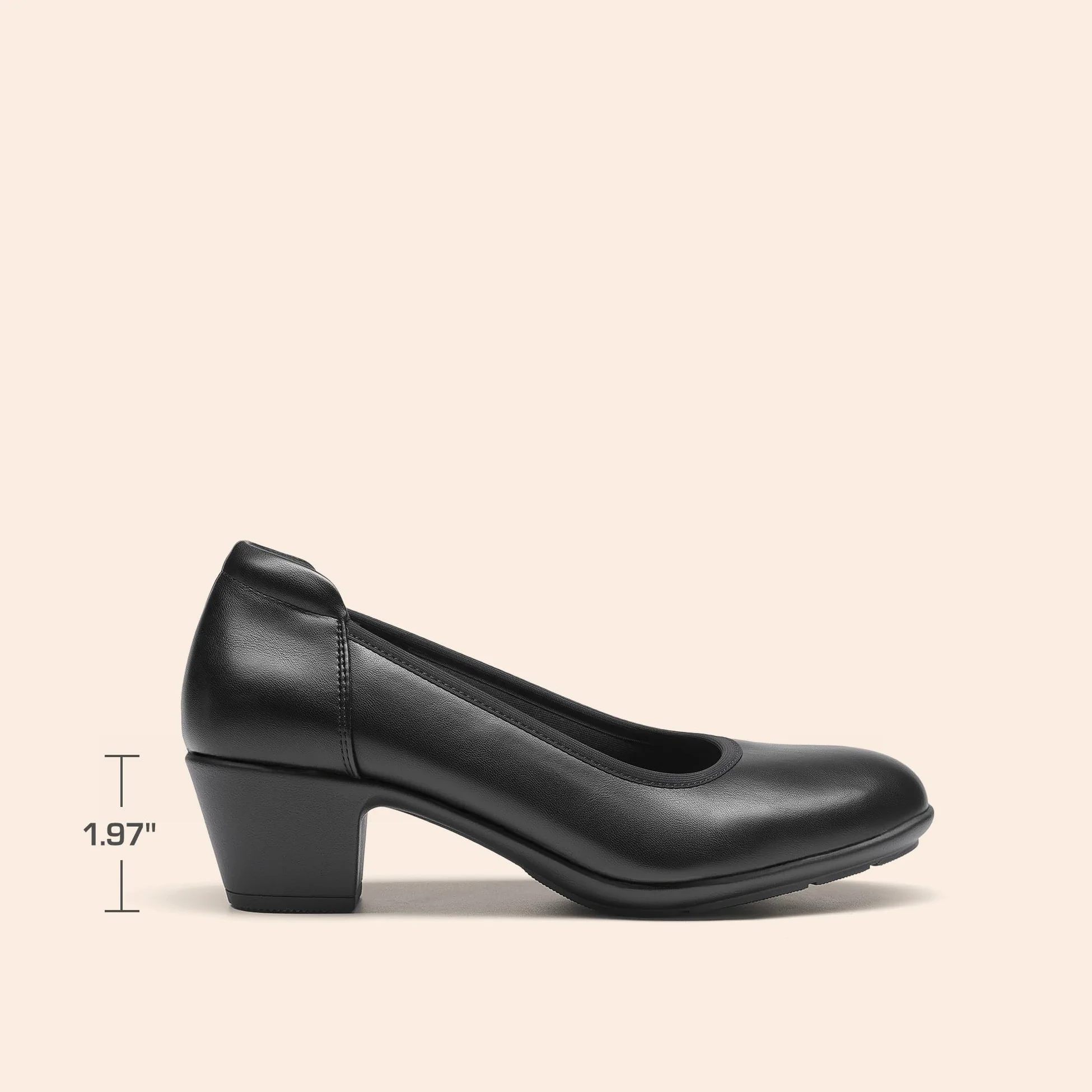 DREAM PAIRS Escarpins à talons bas et épais confortables pour femme - Bout rond - Chaussures habillées pour le bureau et les affaires, noir, 39.5 EU