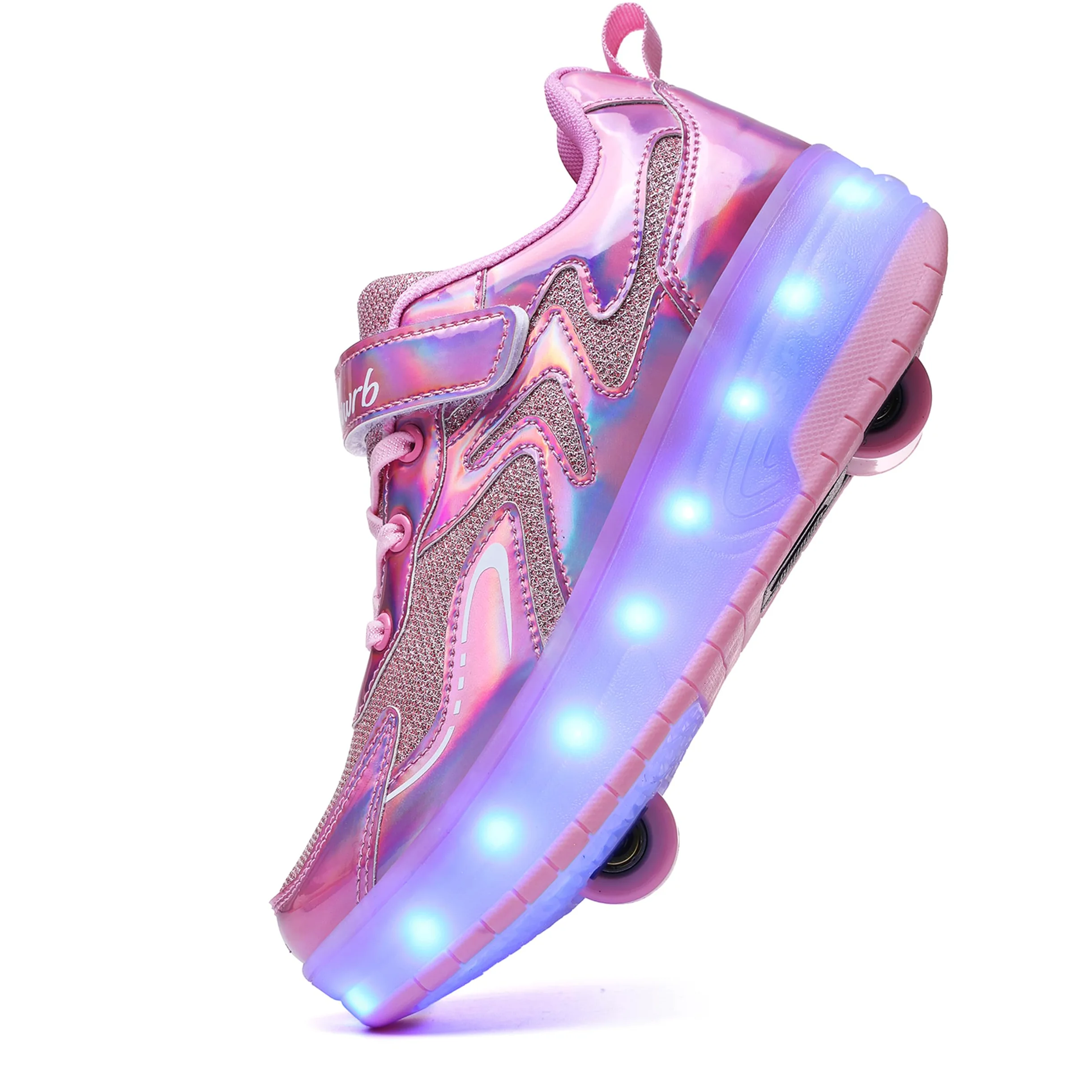 Garçon et Fille LED Lumières Clignotante Patins à roulettes,Unique Double Rétractables Roues Rechargeables,Skateboarding Shoes Outdoor Sports Gymnastique Sneakers