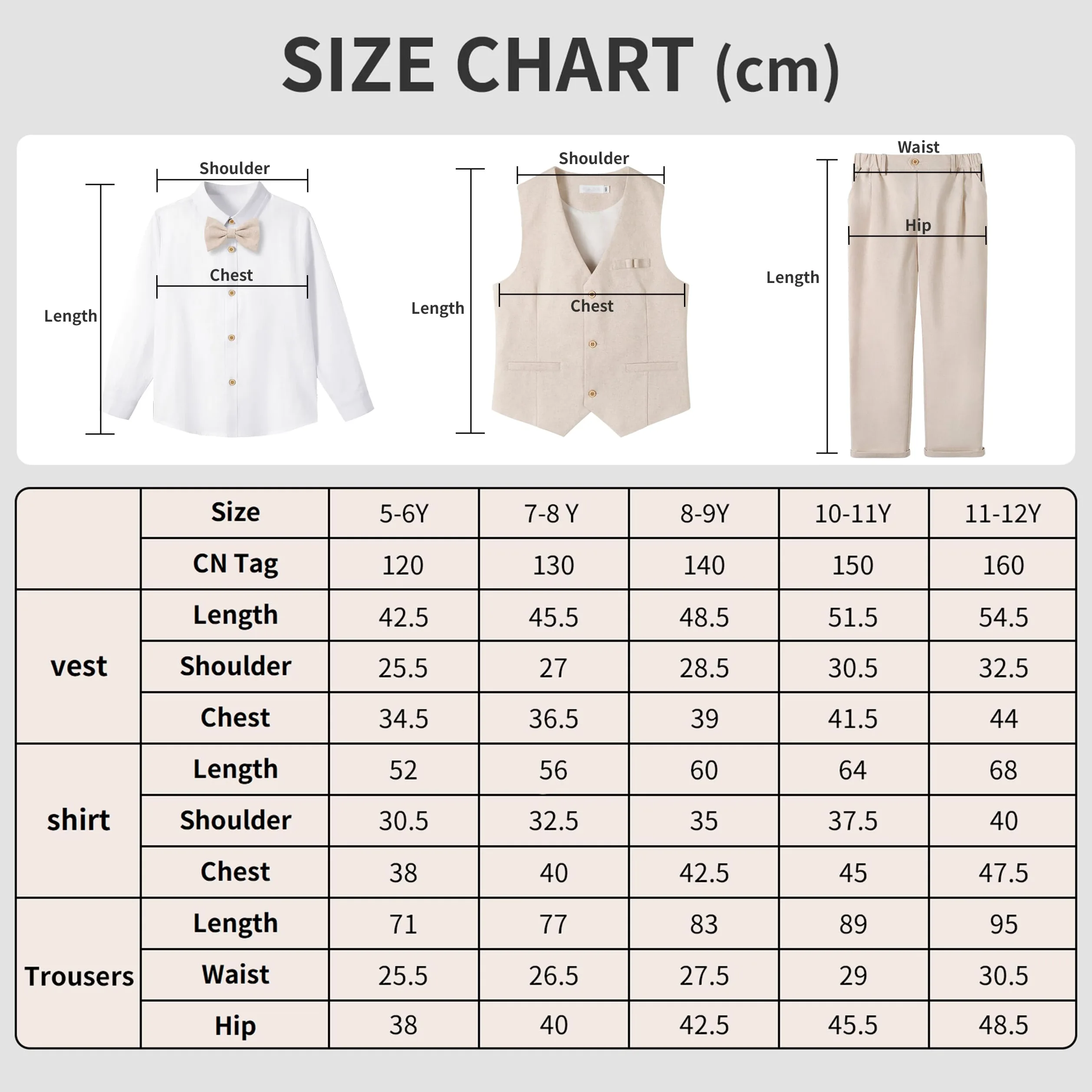 LOLANTA 4 Pièces Costume Garçon Mariage, Lin Gilet Pantalon Vetement Cérémonie Enfant, Tenue en Baptême, Fête d'anniversaire, Gilet+Pantalon+Chemise+Bowtie