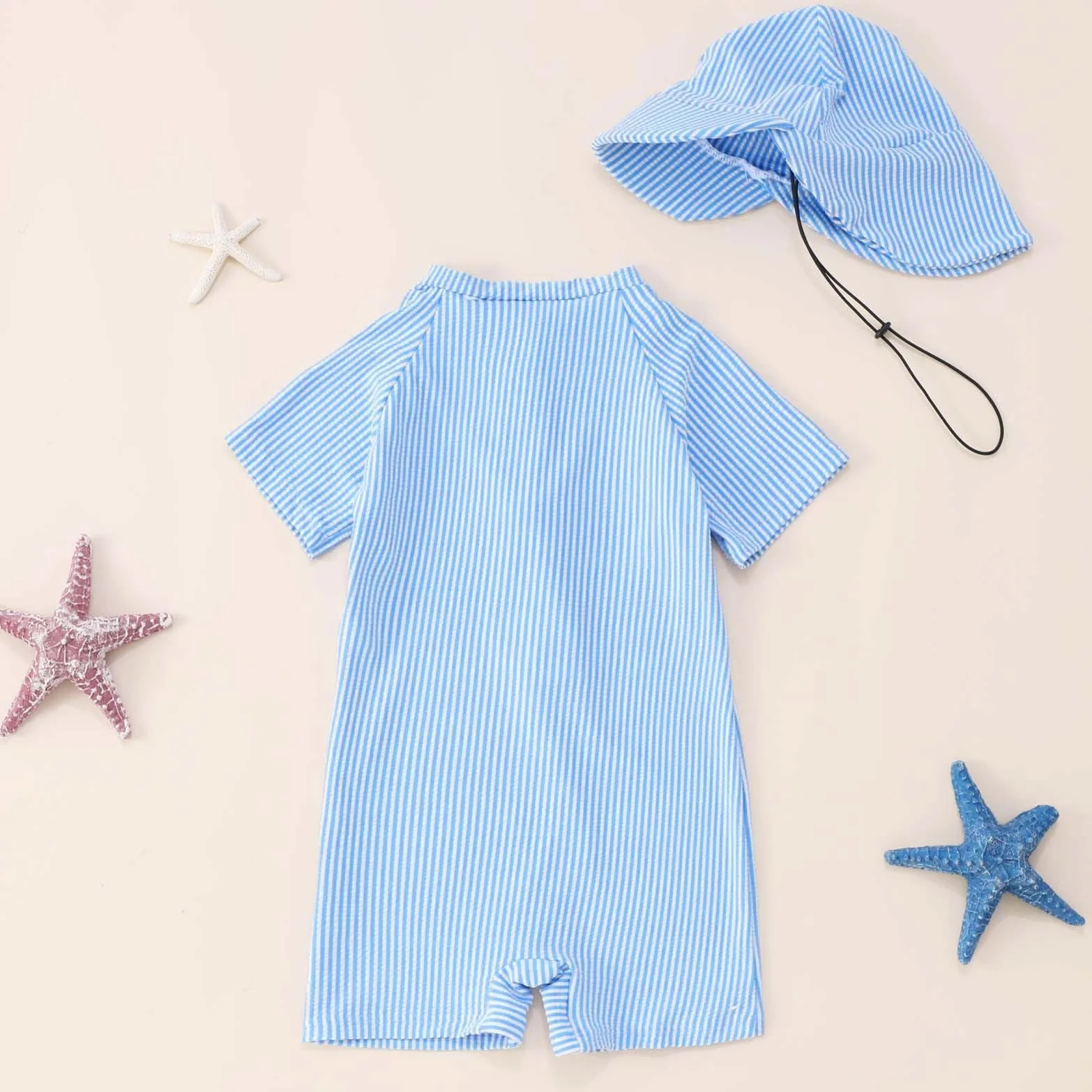 Générique Maillot de Bain bébé garçon Bonnet intégré Natation Plage été Piscine Tout-Petits 0-3 Ans Confortable Respirant