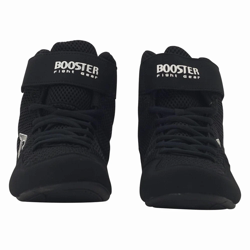 Booster BCS Chaussures de Boxe Noires – Bottes de Boxe légères pour la Boxe, Le Kickboxing et l'entraînement, offrant Une adhérence optimale